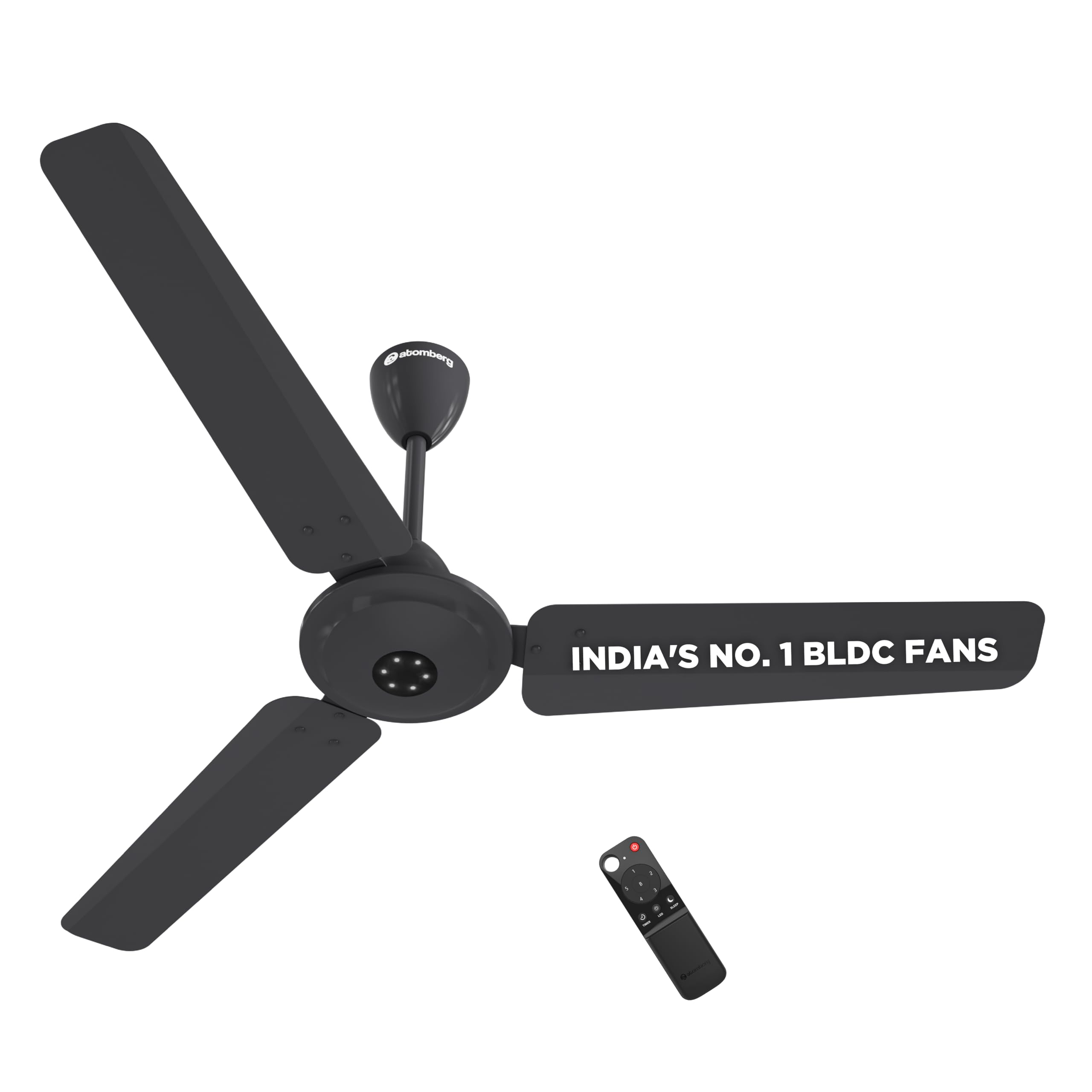 atomberg Efficio Alpha 1200mm BLDC Ceiling Fan with Remote Control | BEE 5 star Rated Energy Efficient Ceiling Fan | High Air Delivery with LED Indicators | 2 Year Warranty (Pebble Grey)
