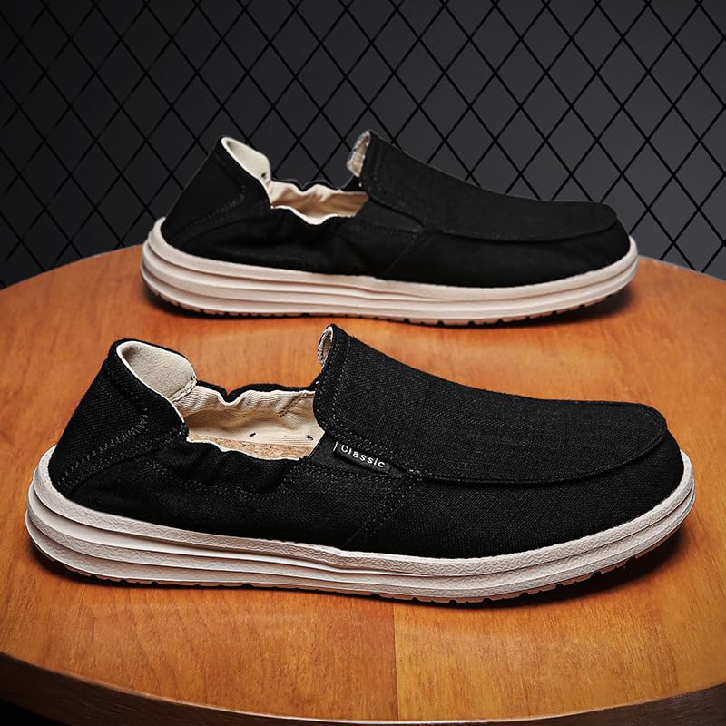 Scarpe da uomo in tela slip-on, leggere, per il tempo libero