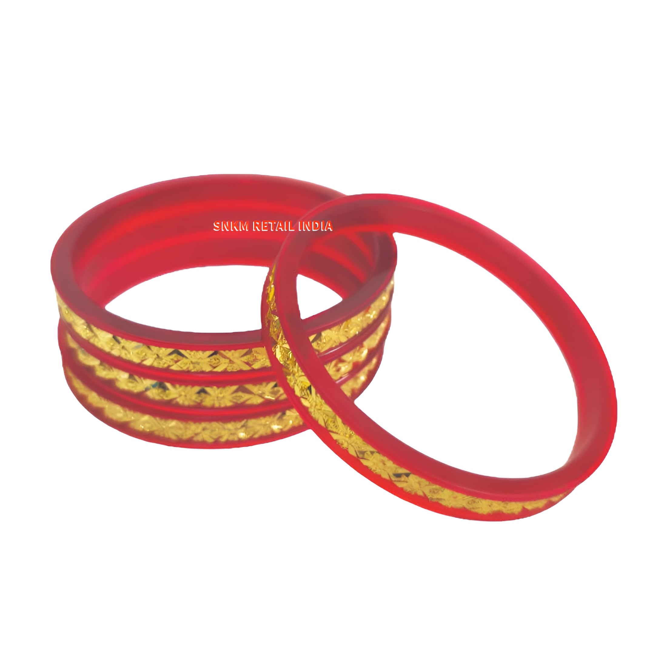 SNKM - City Gold Red Pola Traditional Imitation Jewellery Fashion Latest Fancy Bangles For Women | Diamond Cutting Design Shaped Bala (Size 2.10, Multi-Design, Red-Golden, Set Of 4) (B0D14HZGTD) Amazon Price History, Amazon Price Tracker