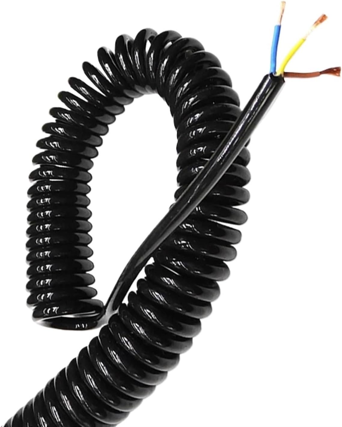 Black Multi 2/3/4/6/8 Core Wire Spring Spiral Cable Pins 0.2mm0.5mm1.5mm Power Cord Can Extend The Tensile Wires(6 Core,STRETCH 1.2 METER_20 AWG 0.5MM)