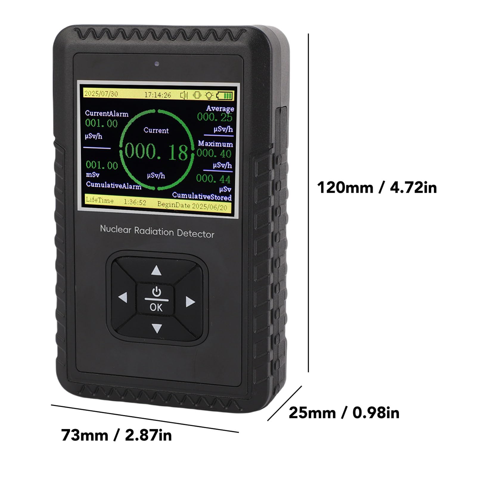 Luocute Nuklear Geiger Counter Detector, Handheld Beta Gamma Röntgenmessgerät mit Großem LCD -Bildschirm und Alarm für Rotes Licht