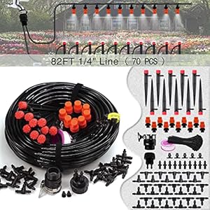 Drip Irrigation Kit, MUCIAKIE 82FT Irrigation System, Irrigation trubing Watering System Plant Watering Devices Adjustable Nozzle Emitters Sprinkler Barbed Fittings