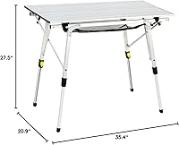 Vista 3 de Portal Mesa de Camping Plegable de Aluminio para Exteriores, Mesa de Picnic Portátil con Altura Ajustable, Top de Malla Enrollable, Plata