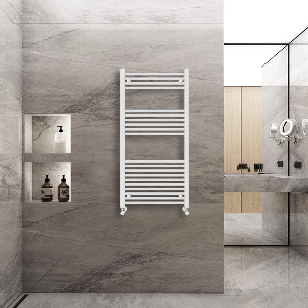 Warmehaus White Straight Heated Towel Rail Radiator Ladder 1200X600mm Central Heating Radiators For Bathroom Kitchen