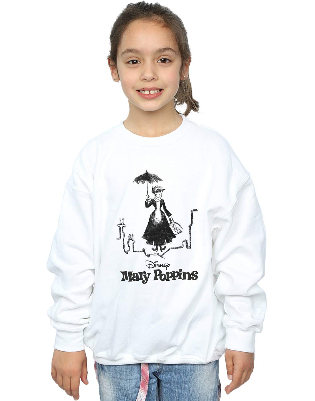 Disney Girls Mary Poppins Rooftop Landing Sweatshirt White 5-6 Years