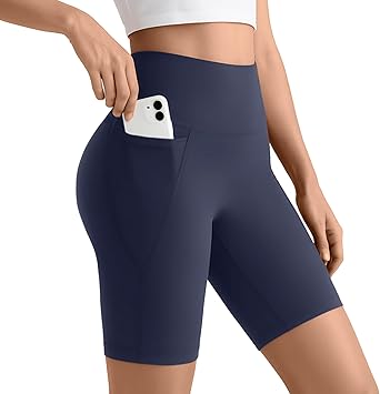 Womens ButterLuxe Biker Shorts 6Inches - High Waisted Elastic Workout Running Gym Volleyball Spandex Yoga with Pockets