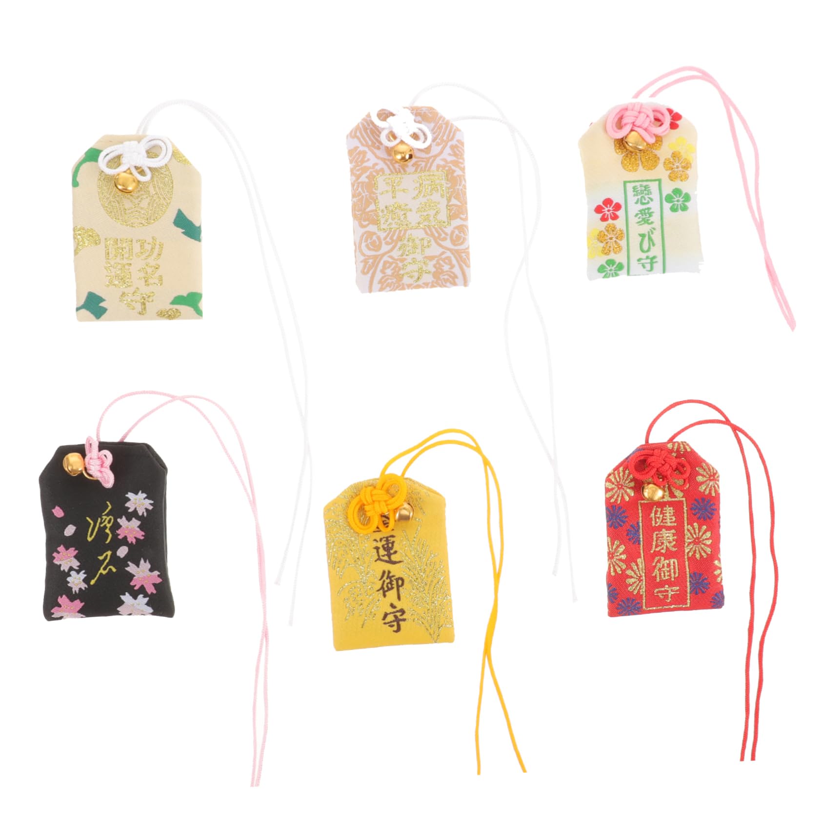 6-Piece Blessing Bags, Japanese Charm Amulets