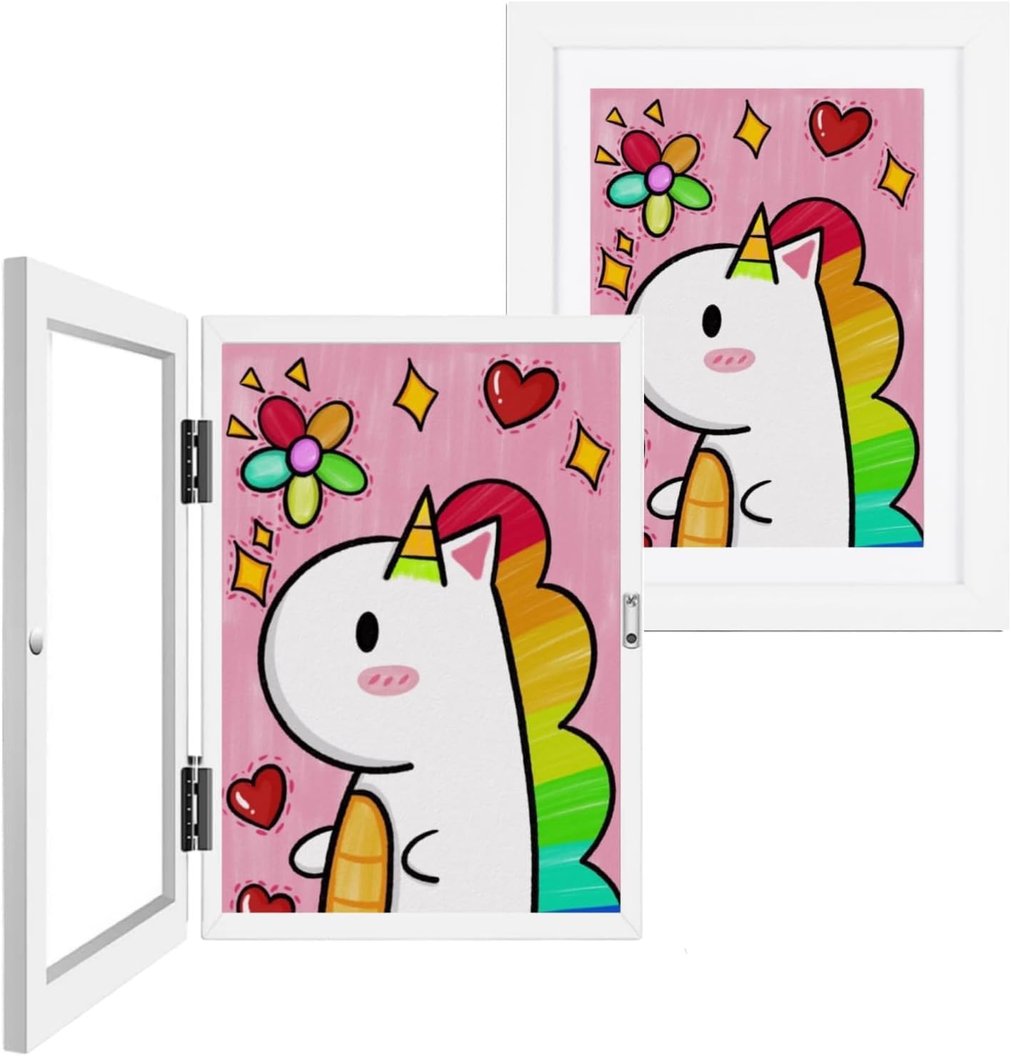 2Pack Kids Art Frames,A4 kids Front Opening artwork Frames,artwork Display Storage kids Artwork Display Frame Picture Frame For Children Drawing Crafting Schoolwork Art Projects (White)