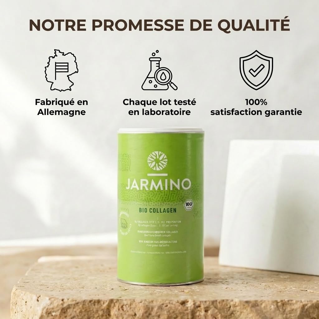 JARMINO Collagene bio | Collagene poudre plus naturel | peptides de collagène | Sans additifs | 300g