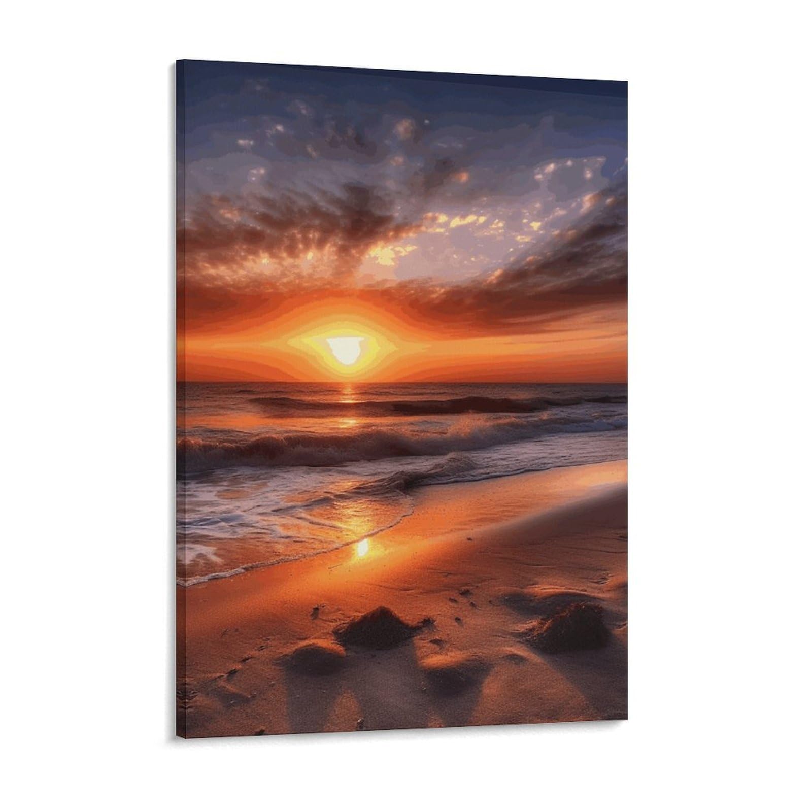 NTVOWPZO Beach Sunrise Canvas Wall Art for Bedroom 12x16inch Canvas Prints Artwork for Walls Modern Picture Artwork Painting for Living Room Aesthetic Wall Paintings for Bathroom Kitchen Office Decor