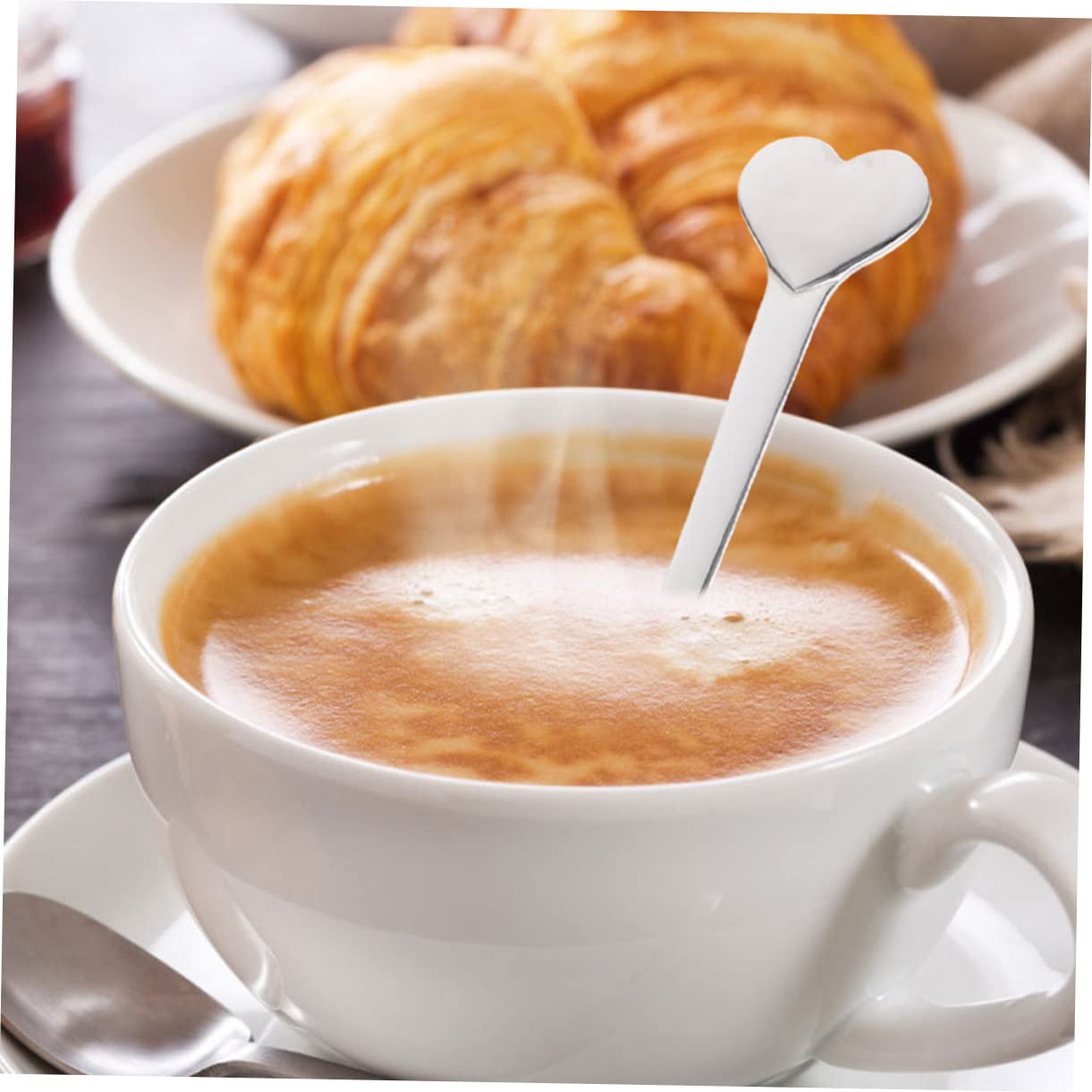 Fruchtlöffel aus Edelstahl 6 Stück Silberner Haushaltsmetalllöffel in Herzform Zartes Design für Desserts und Kaffee Vielseitig als Suppen und Eislöffel Geeignet