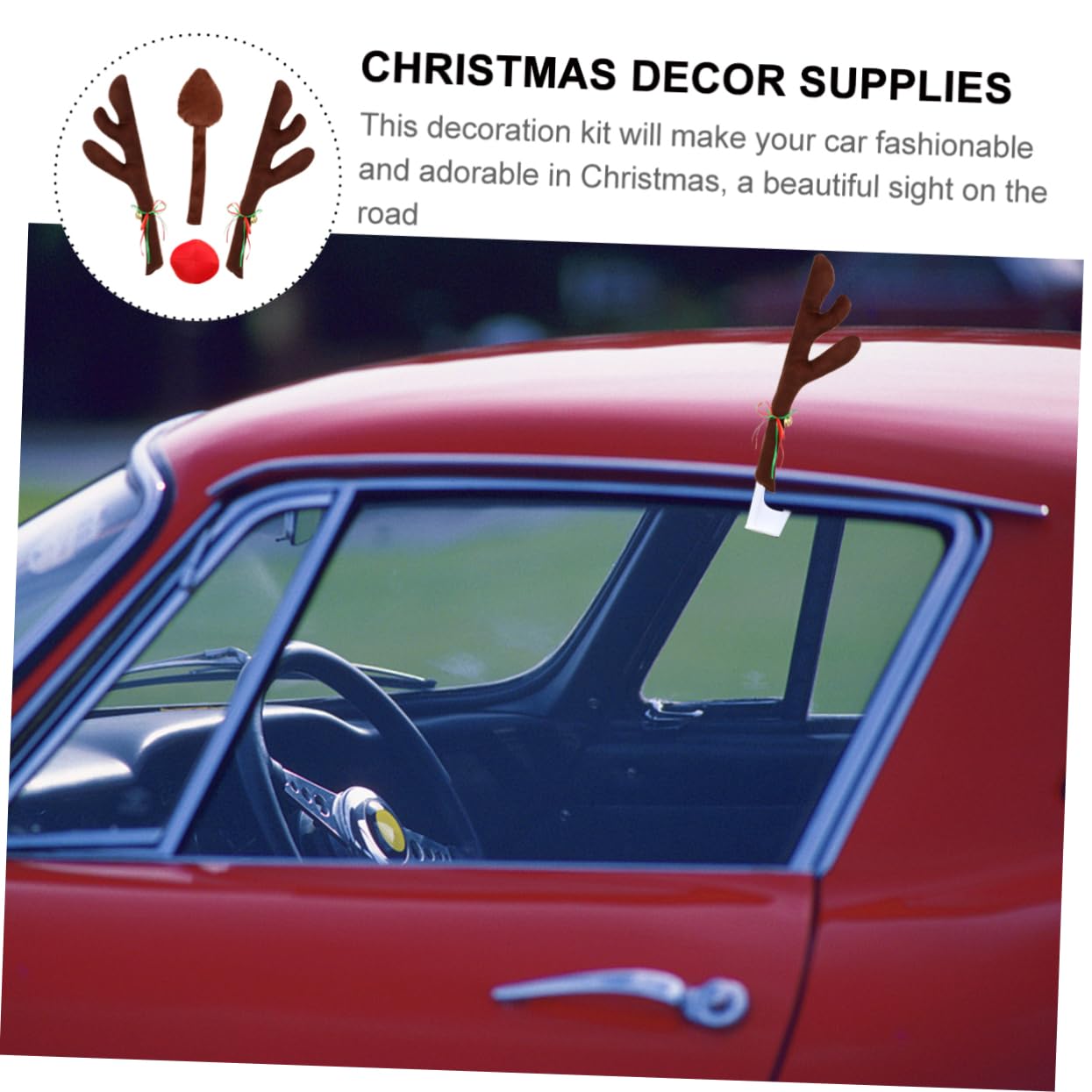 PRETYZOOM 8pcs Christmas Car Antlers Reindeer Decorations Adorable Auto Xmas Ornaments for Trucks Cars Create Festive Holiday Spirit The Road