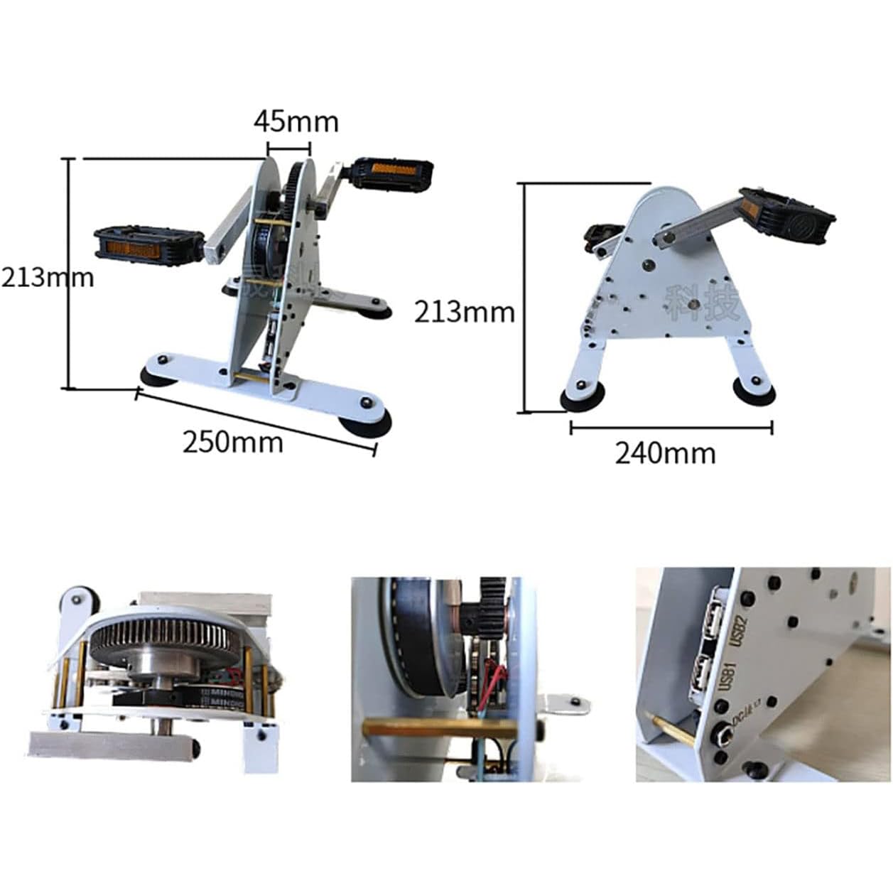 Generator nożny, generator rowerowy z funkcją magazynowania energii, z interfejsem USB/wyjściem DC 1-35 V, generator obrotowy awaryjny, do użytku na zewnątrz, na kemping, wędkowanie