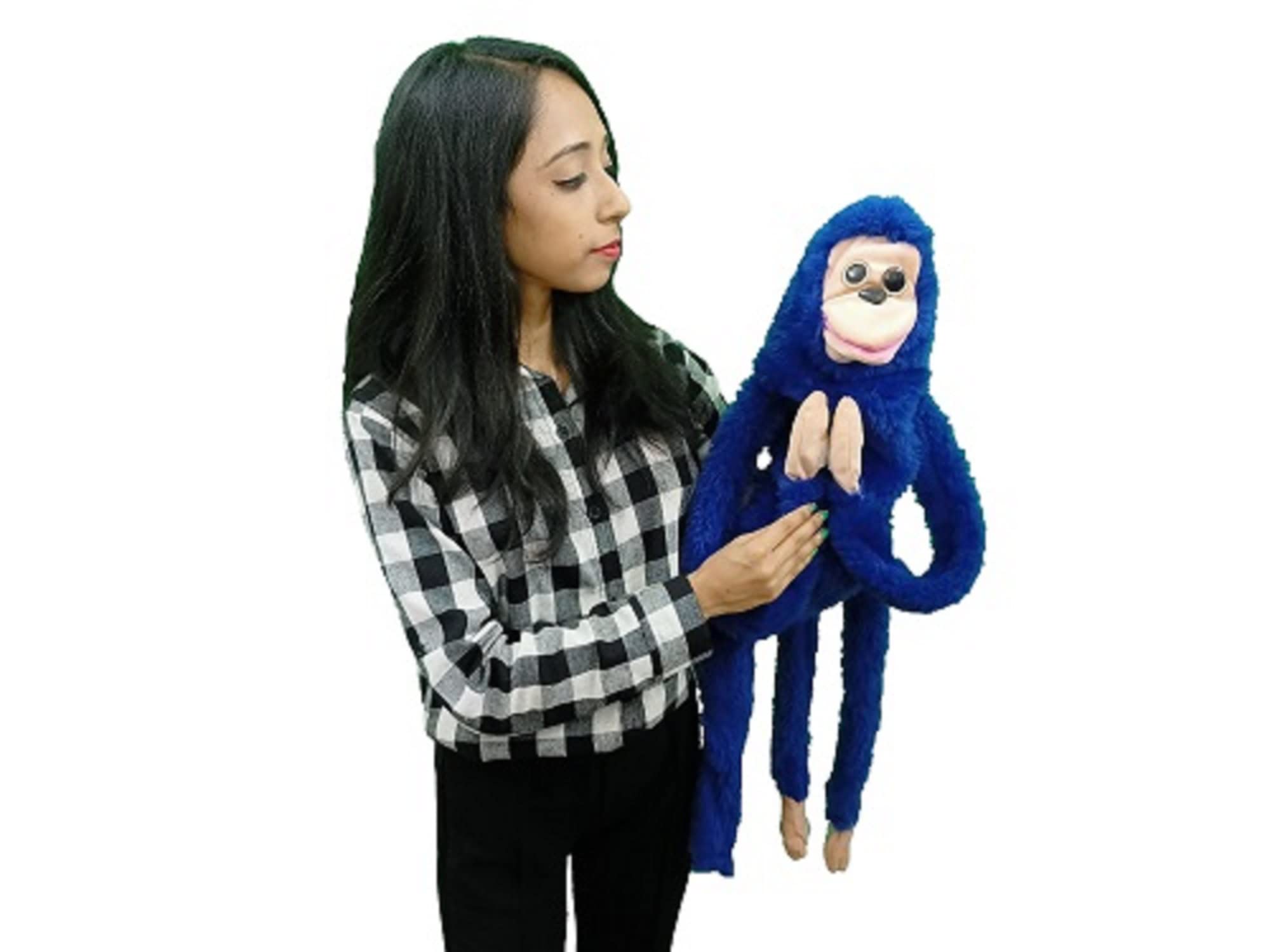 WIZERDY Magic Trick Ventriloquist Talking Monkey Puppet (Blue) | Soft Fur Hand Puppet for Kids & Adults | No Recorder Inside | Ideal for Shows & Stage Performances - Image 3 thumbnail