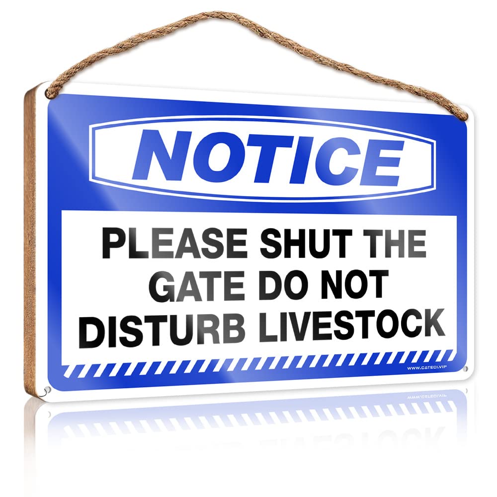 FZFN Spring Porch Sign Notice Please Shut The Gate Do Not Disturb Livestock Wooden Sign Restroom Decor Welcome Sign For Front Porch Standi(20X30CM)