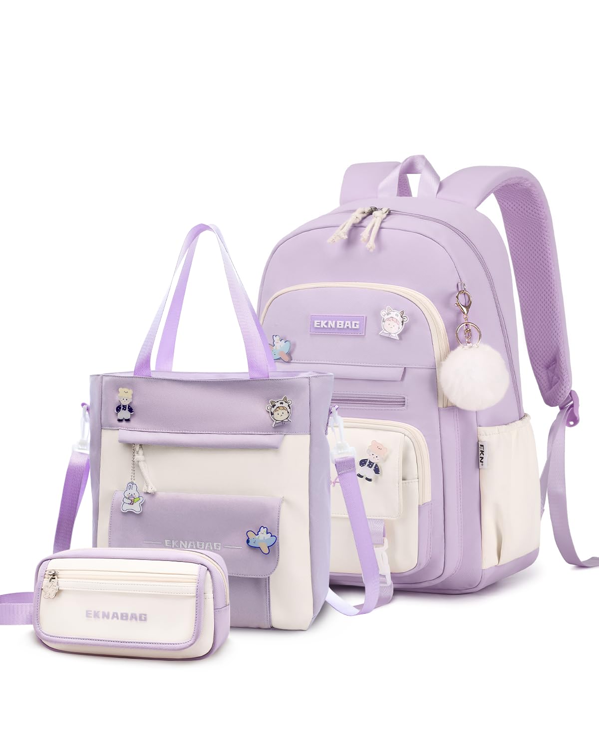 Tanou Schoolrugzak voor meisjes, rugzak voor tieners, schooltassenset met studenten schoudertas en etui, kinderschooltas, casual dagrugzak, schooltas voor meisjes, zwart, 32x19x45 cm