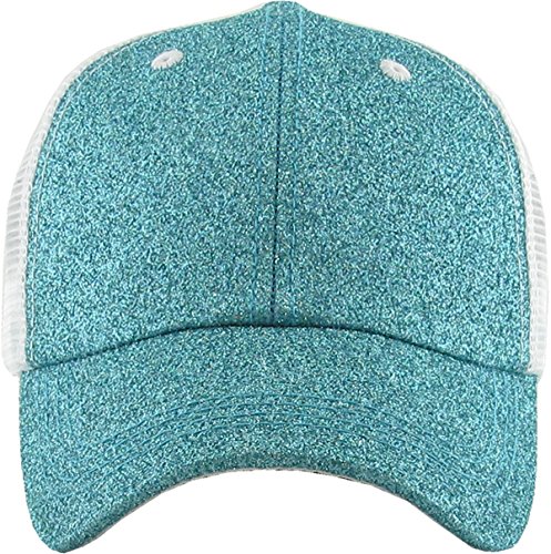 Image of Classic Plain Ponytail Messy High Bun Headwear Adjustable Cotton Trucker Mesh Glitter Hat Baseball Cap