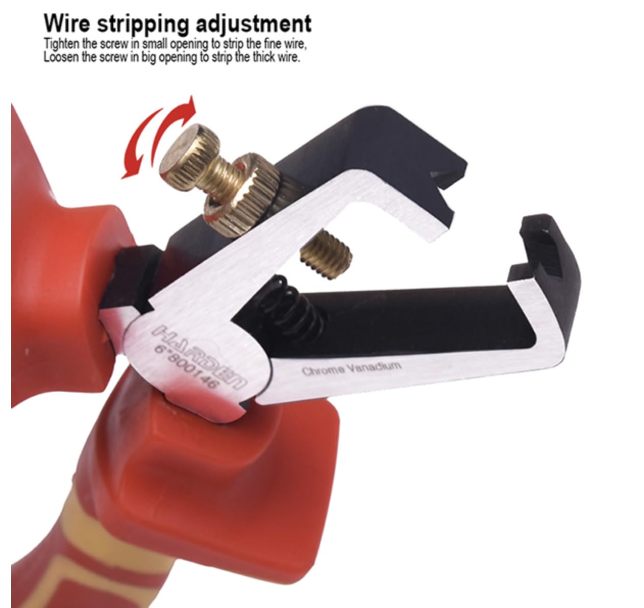 Edward Tools Alicates pelacables aislados VDE de 6 pulgadas – Pelacables tipo extremo de 1000 voltios – Diámetro fácil de ajustar – Acero CRV Heady Duty con acabado negro – Asas Ergo Grip