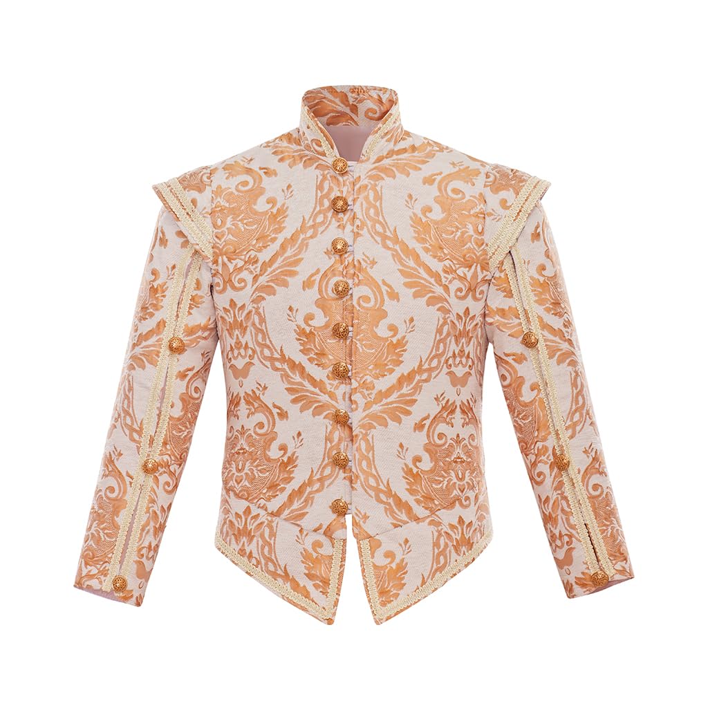Diajosa cos Tudor Doublet Jacket Mens Elizabethan Tudor Doublet Costume Coat Tudor Prince Noble King Costume Outfit, White, XL