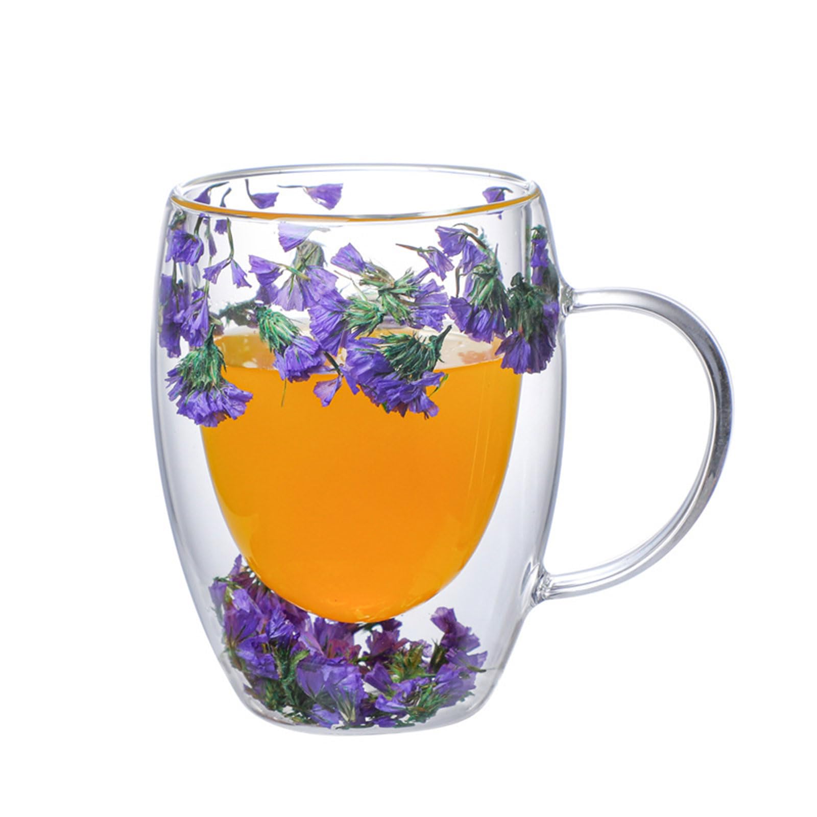 carotoe Glass Mugs Set with Dry Flower and Handle for Milktea and Club Hotel Home Enjoy Your Beverage Drink Glass Mugs