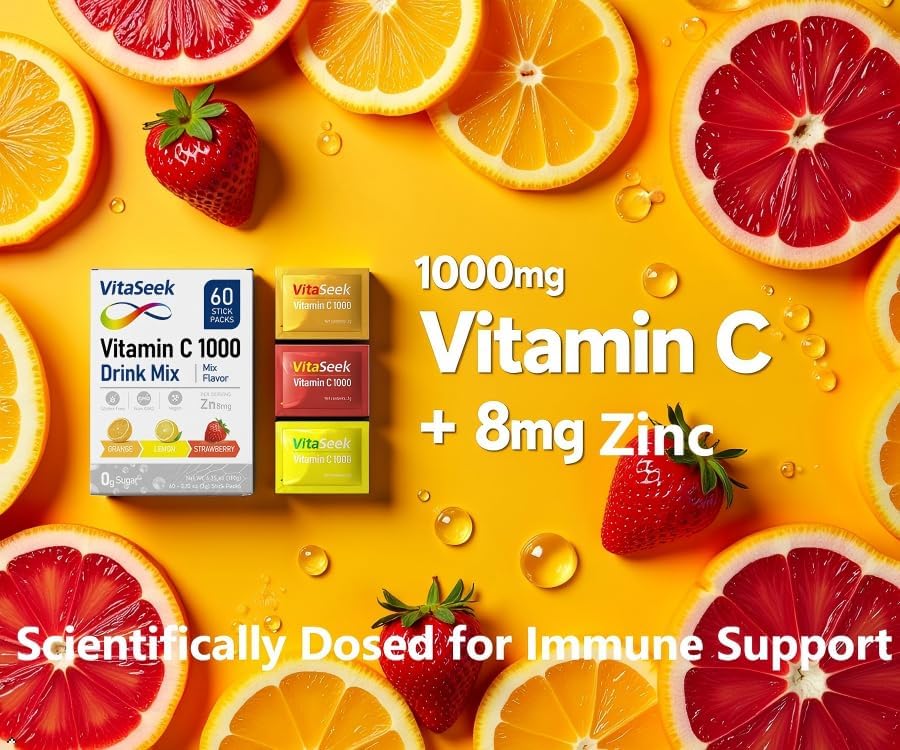 1000mg Vitamin C Powder Packets Sugar Free Variety Flavor - 60 Count/2 Month Supply - Image 5