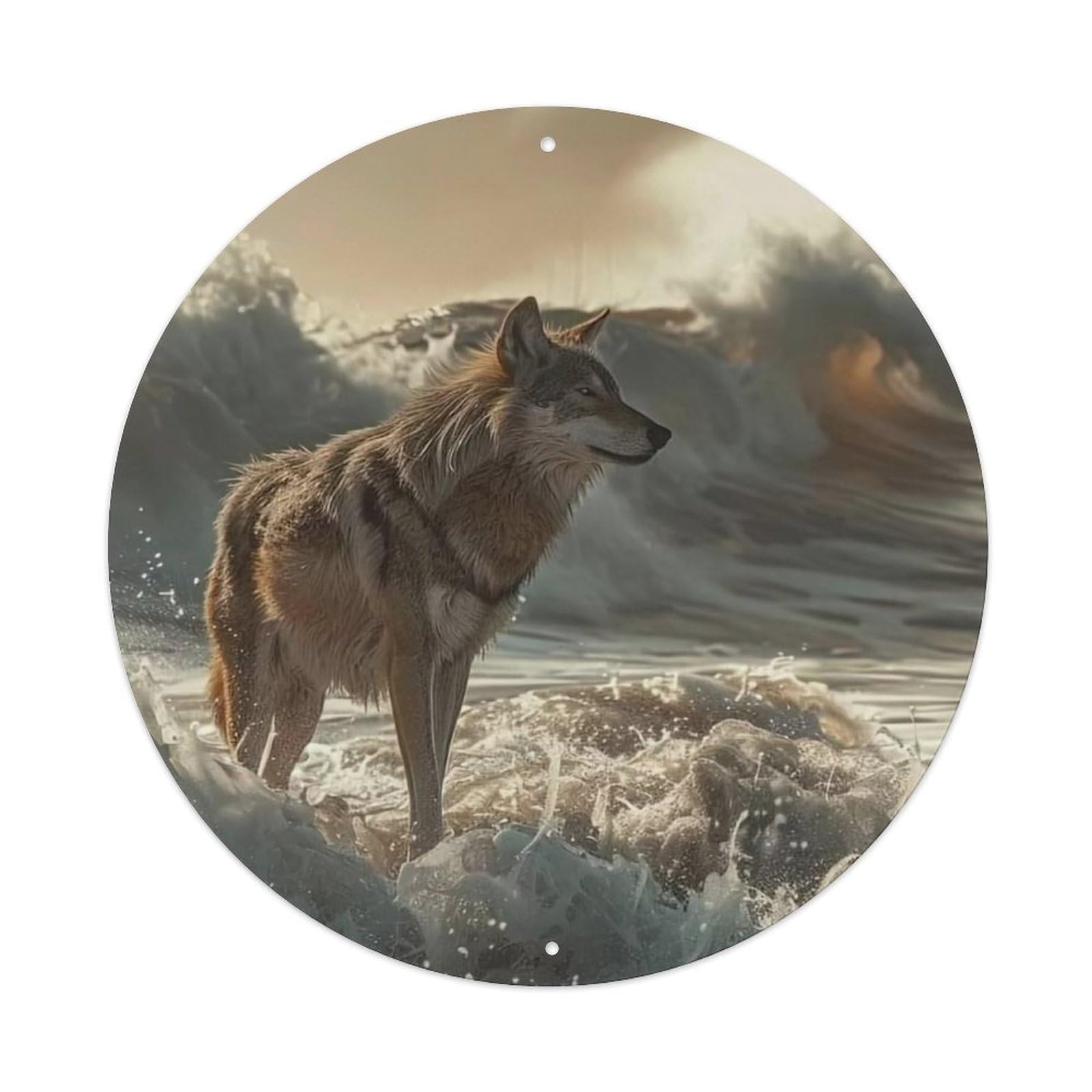 Animal Wolves by The Sea Metal Tin Sign