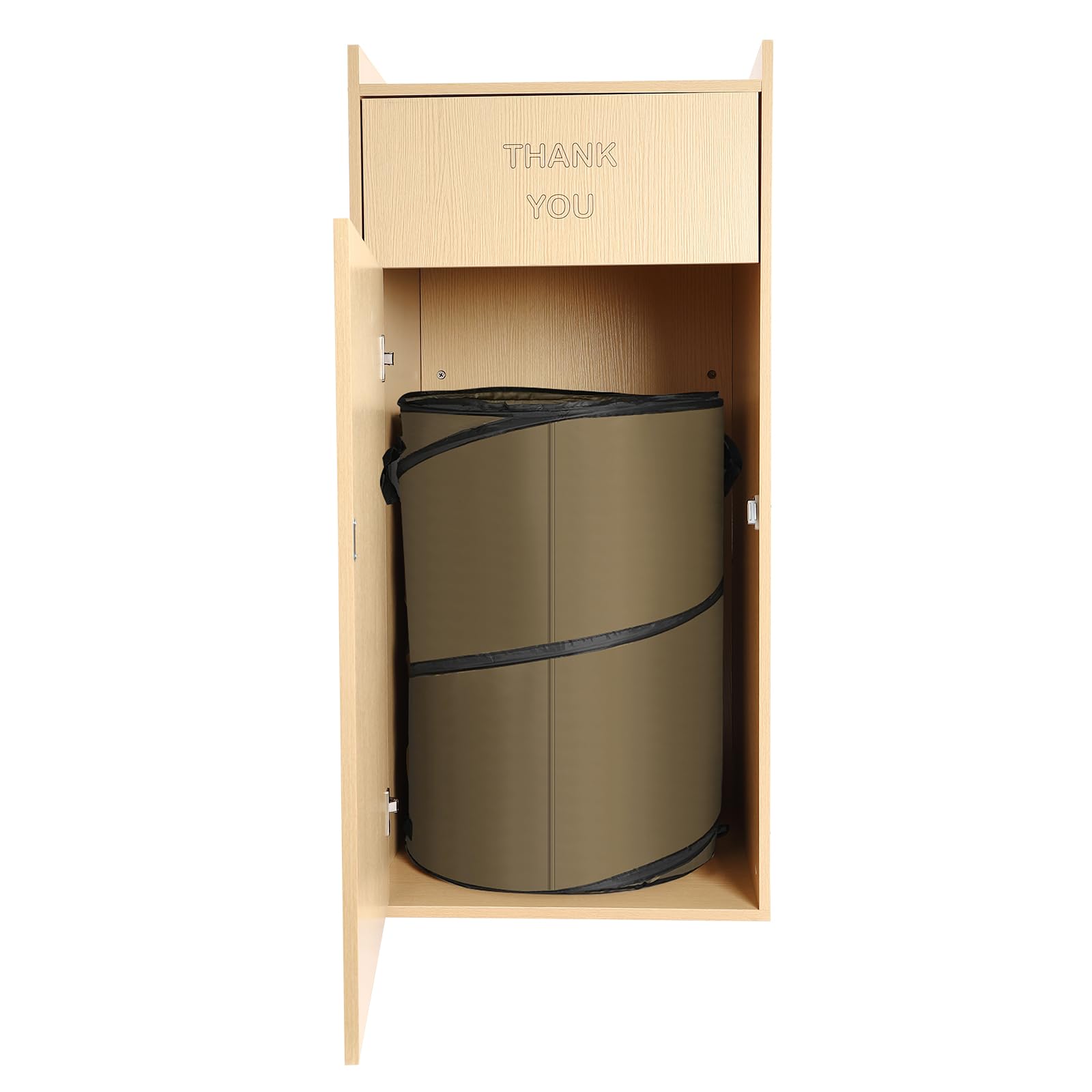 30 Gallon Commercial Trash Can - Eco-Friendly Garbage Bin with Swing Door 22x22x46 Trash Can Cabinet for Restaurant