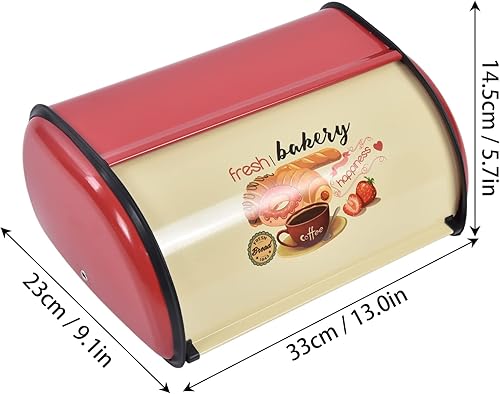 Miniatura 2 de TOPINCN Caja de pan de metal para almacenamiento de cocina, caja de pan, caja de almacenamiento para tambor, contenedor de suministros retro