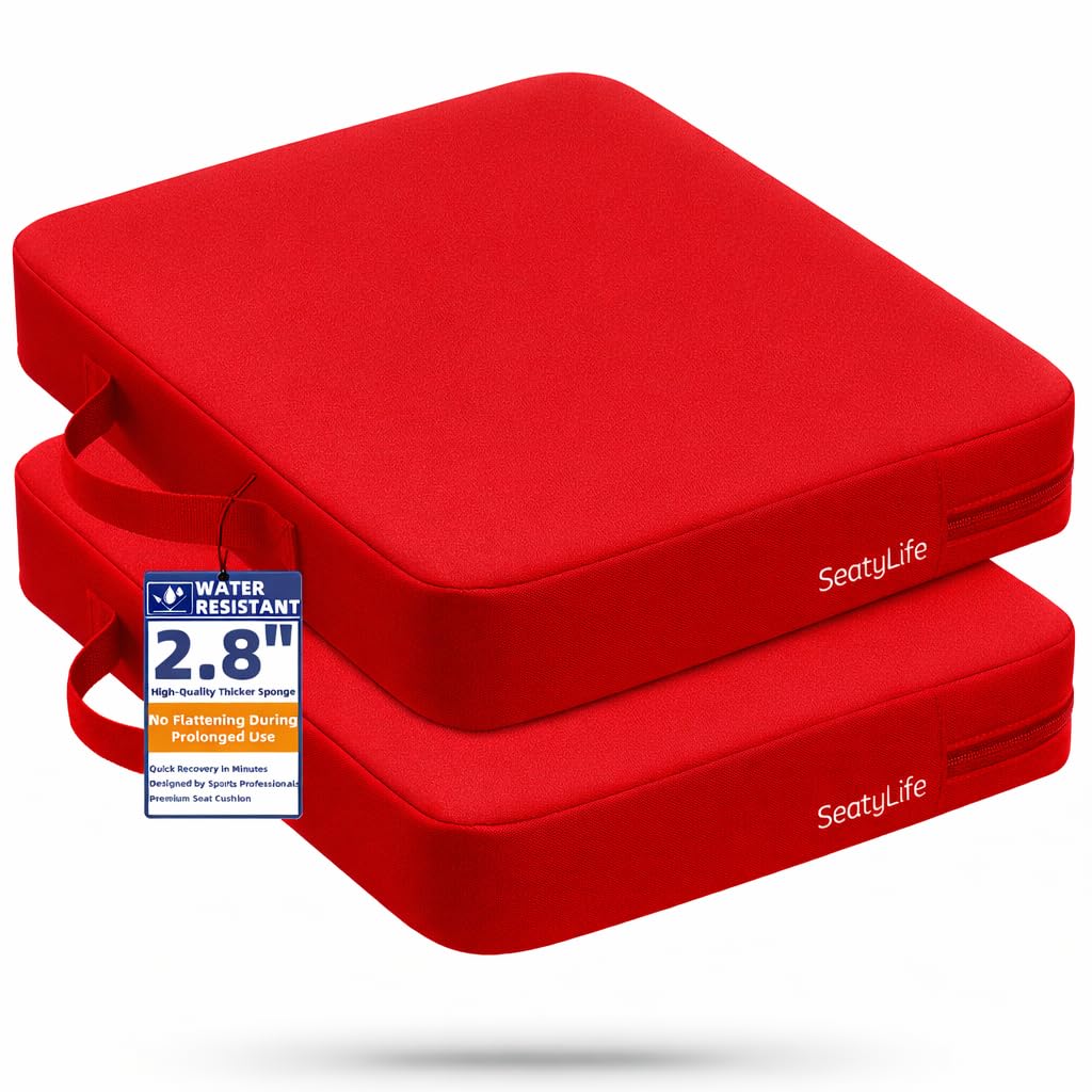 Premium Stadium Seat Cushions for Bleachers – Extra Thick for Long Sitting Hours, Waterproof 2-Pack Bleacher Cushions, Portable, Lightweight Stadium