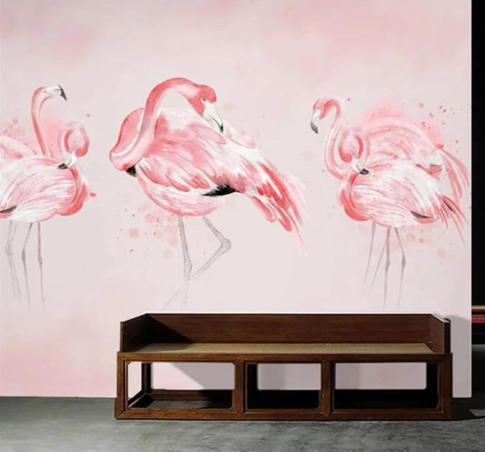 XLMING Minimalist Three Dimensional Cosy Pink Flamingo 3D Wallpaper Luxury Silk Study Dining Feature Sofa Grey Bedroom Living Room Tv Decorative Wall-400cm×280cm