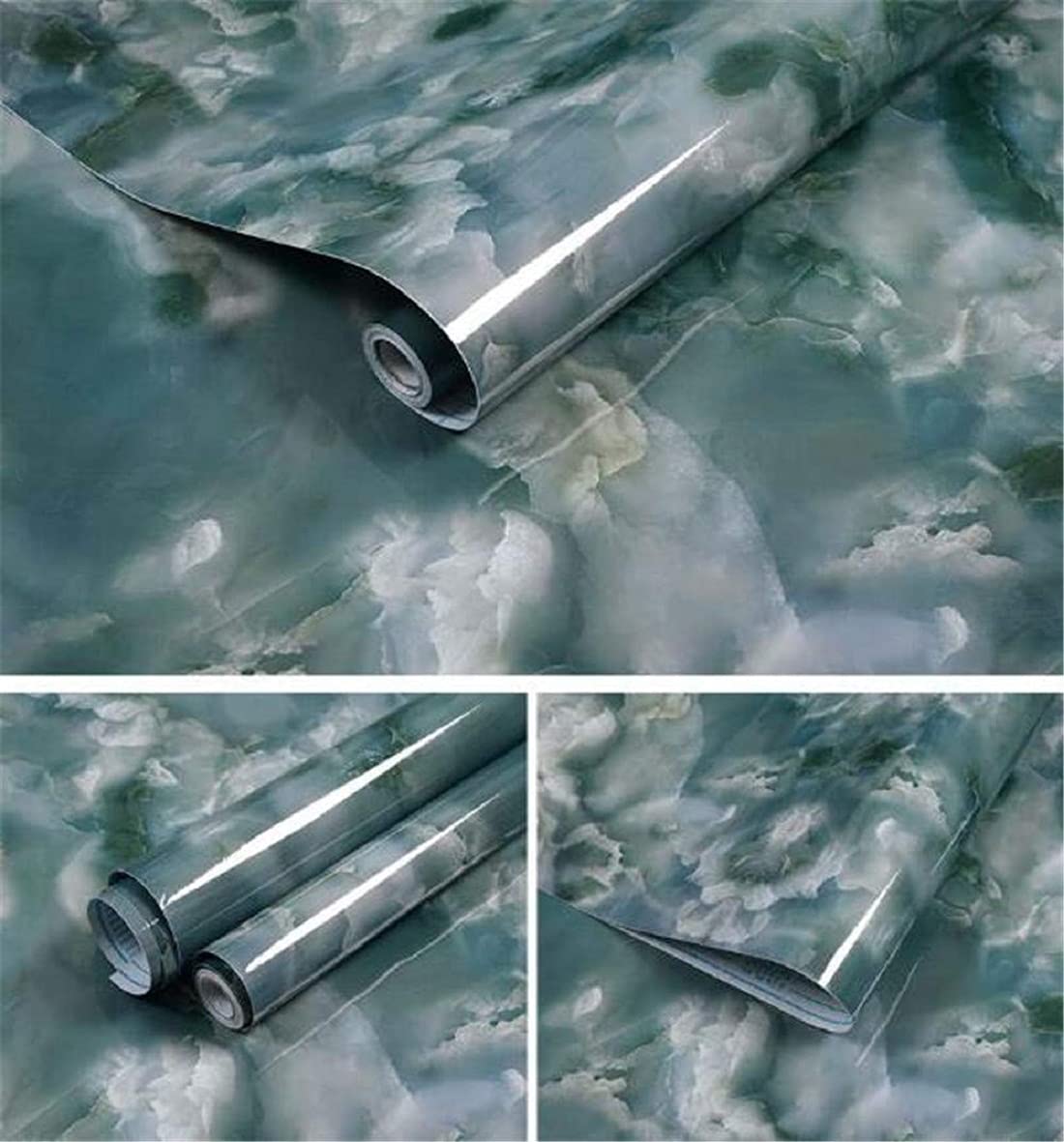 VAKHAR Marble Aluminum Foil Oil-Proof Waterproof Self Adhesive PVC Bathroom Kitchen Wall Contact Paper Wallpaper (Marble wallPaper-11 Blue Dark New) (B09YHV55G8) Amazon Price History, Amazon Price Tracker