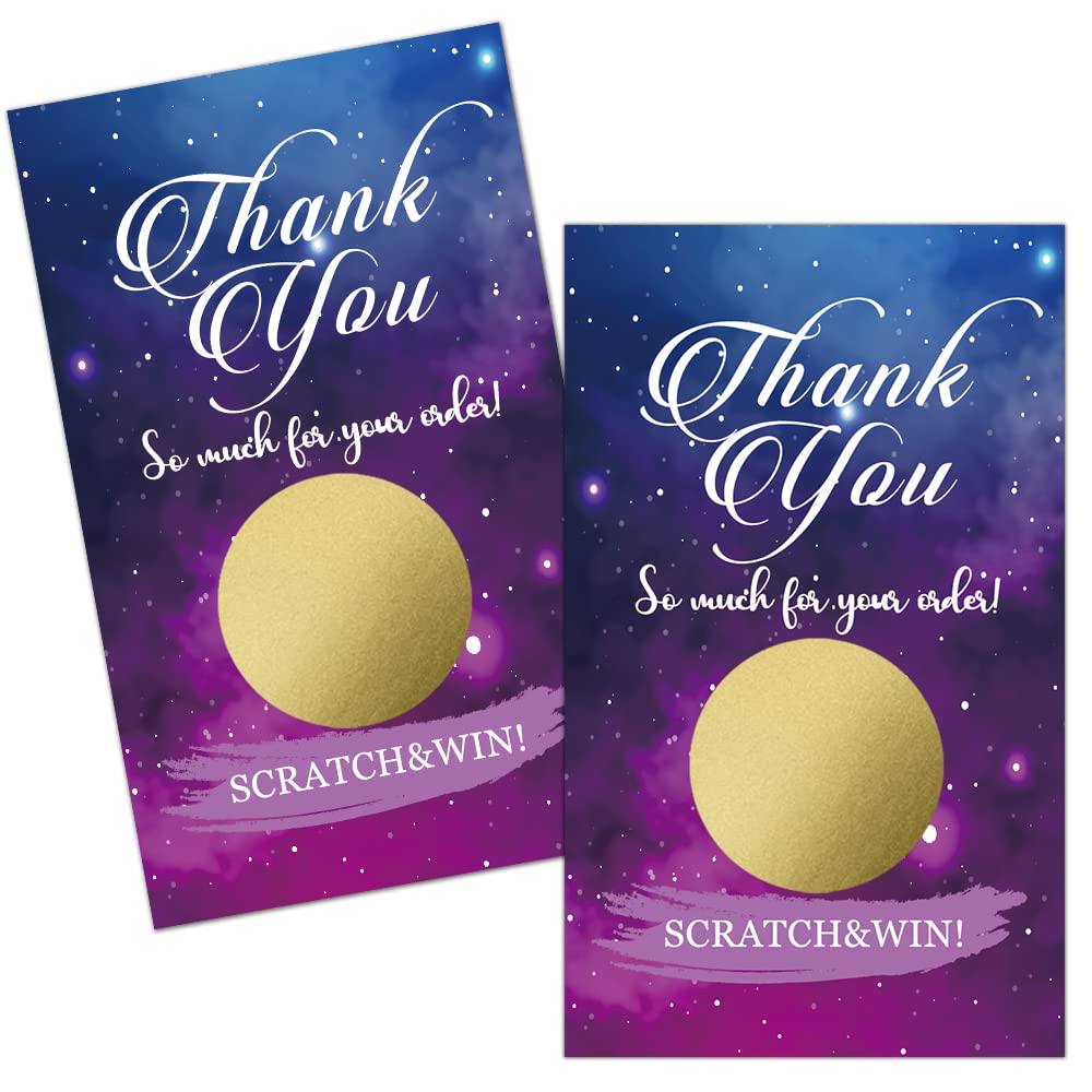 Photo 1 of 50 Pack Thank You Blank Gift Certificate Scratch Off Cards for Small Business, Spa Beauty Makeup Hair Salon, Bridal Shower, Baby Shower, Country Wedding (Thank You CardG), Gold-GK092 (Pack of 2) 