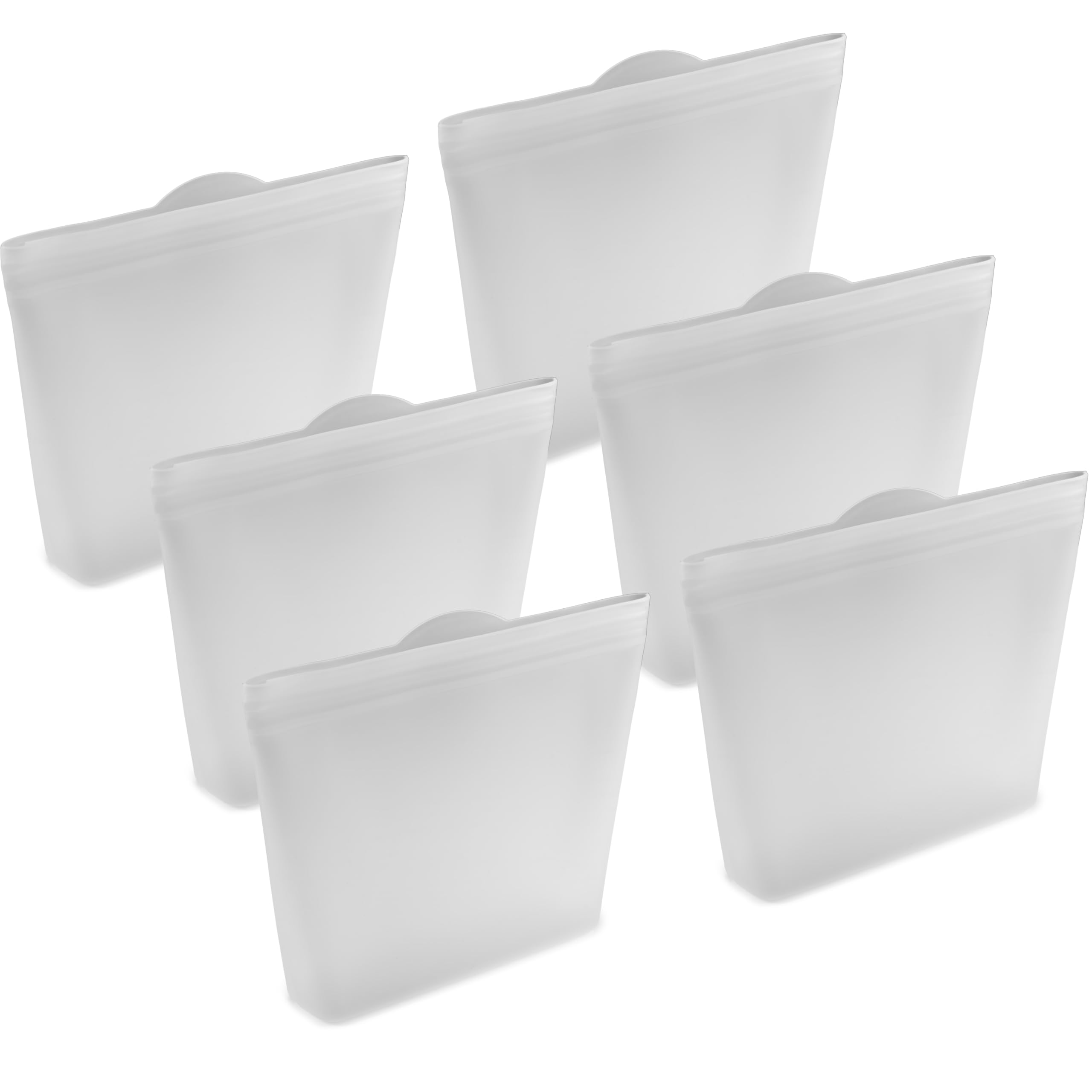 Home Logic Reusable Sandwich Bags - Set of 6 Clear Silicone Freezer Bags, Airtight Leak Resistant Reusable Zip Bags for Kitchen Home Food Prep,