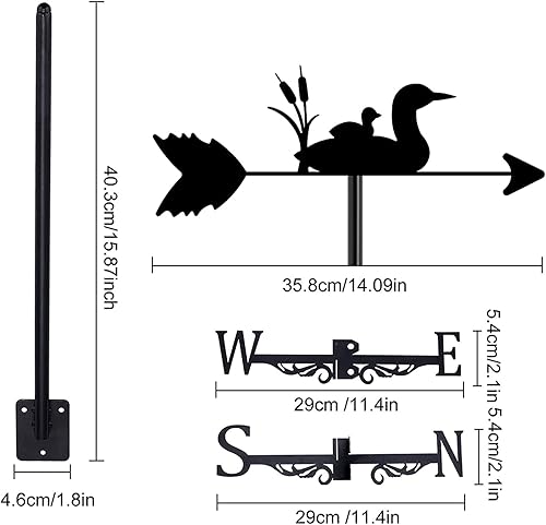 Miniatura 5 de Exquisito adorno de metal con forma de veleta de viento de animales y bebés, adorno de silueta de metal negro, veleta para jardín al aire libre,