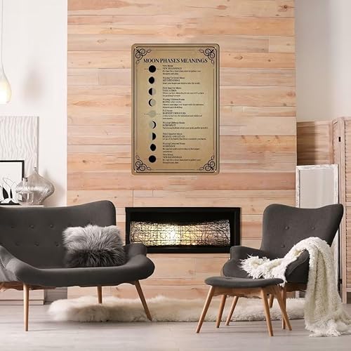 Miniatura 3 de Letrero de metal con significados de Moon Phases, decoración de bruja, decoración de pared de bruja, letreros de lata de brujería, decoración del