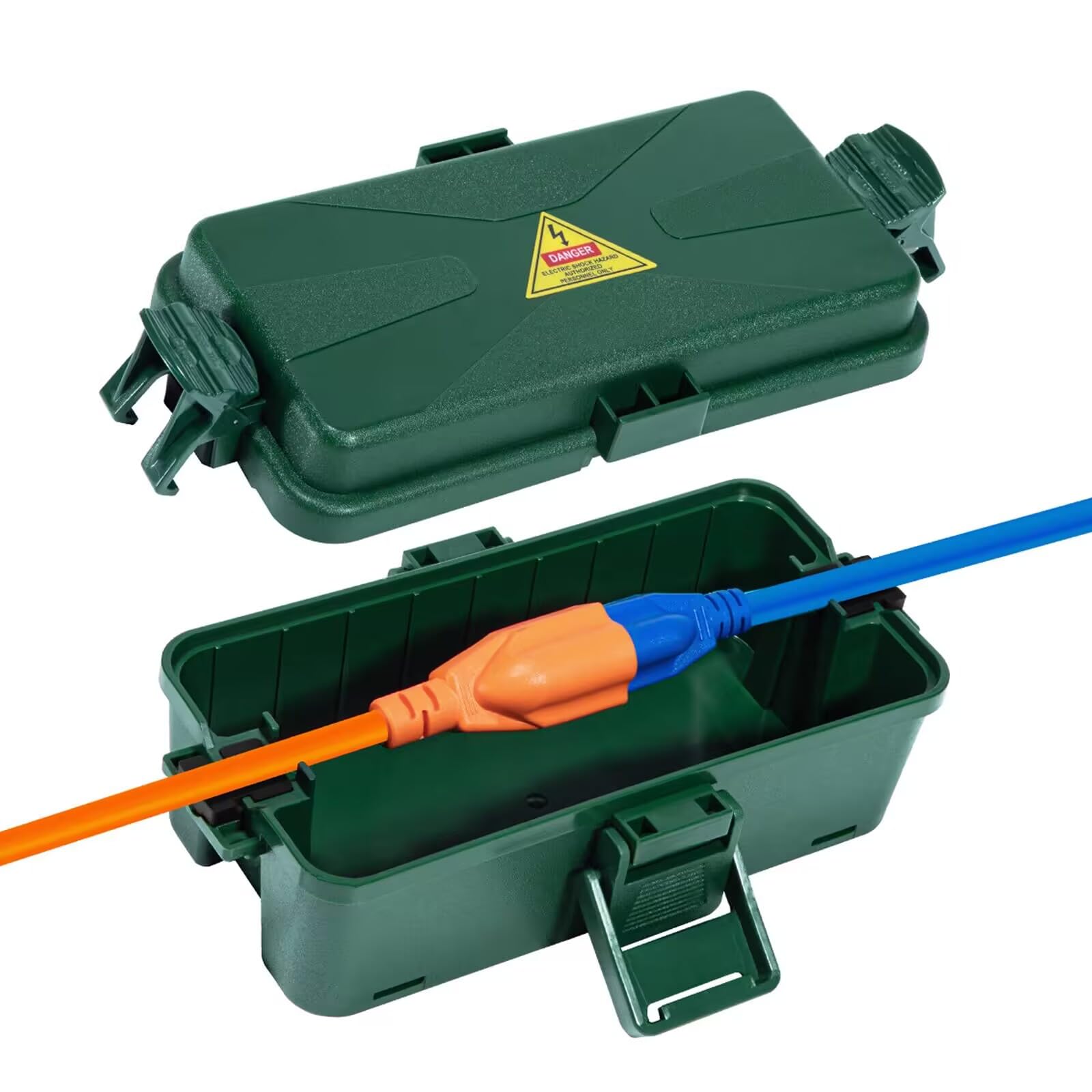 Outdoor Electrical Box Waterproof IP54 Extension Cord Cover(Inner 6.5 x 3.5 x 2.2inch) Wall-Hangable Box for Plug, Halloween, Christmas String Lights, Weatherproof Connection (1 PCS Green)-image-17