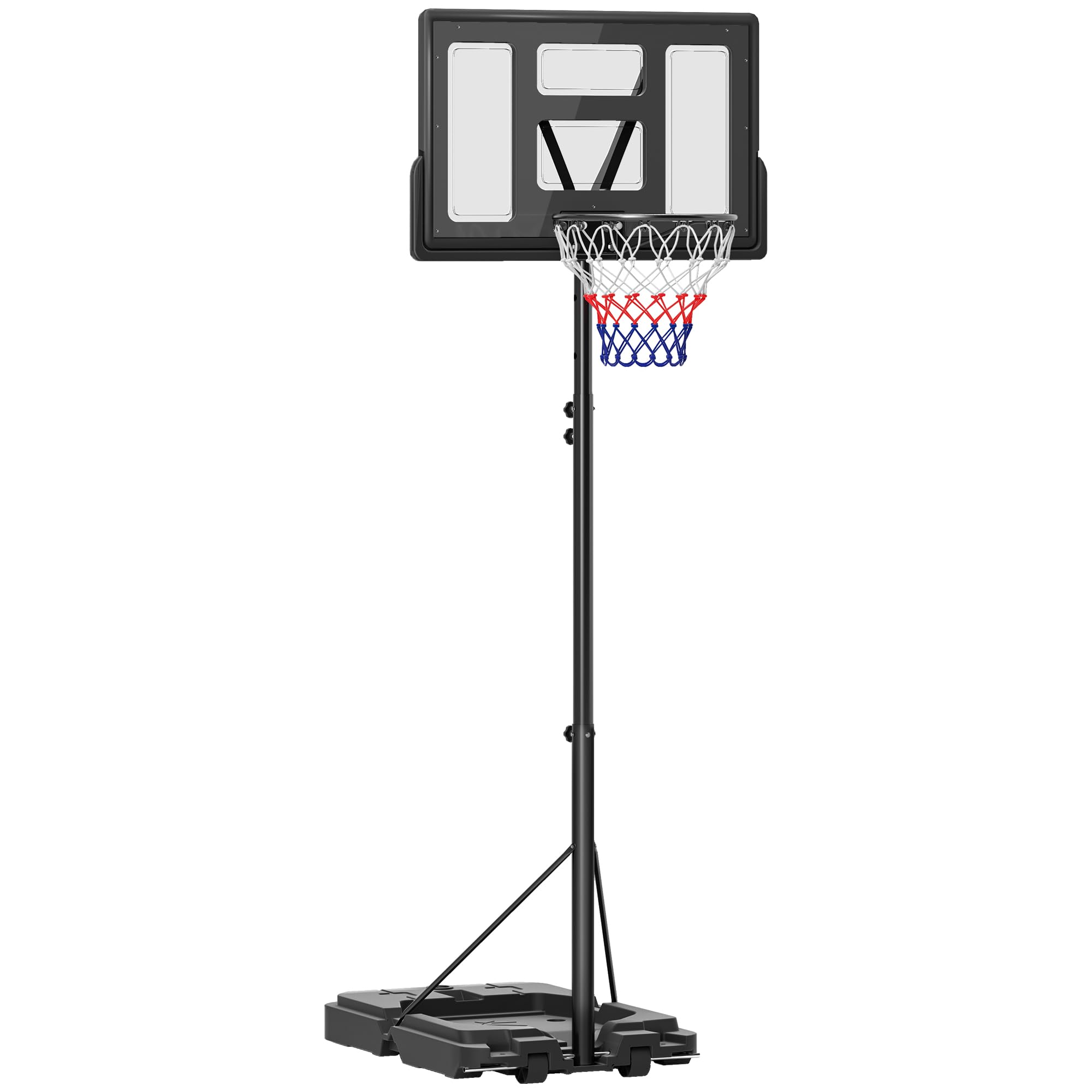 Sportnow Unisex Black 2.3-3.05M Basketball Hoop And Stand With Weighted Base And Wheels In