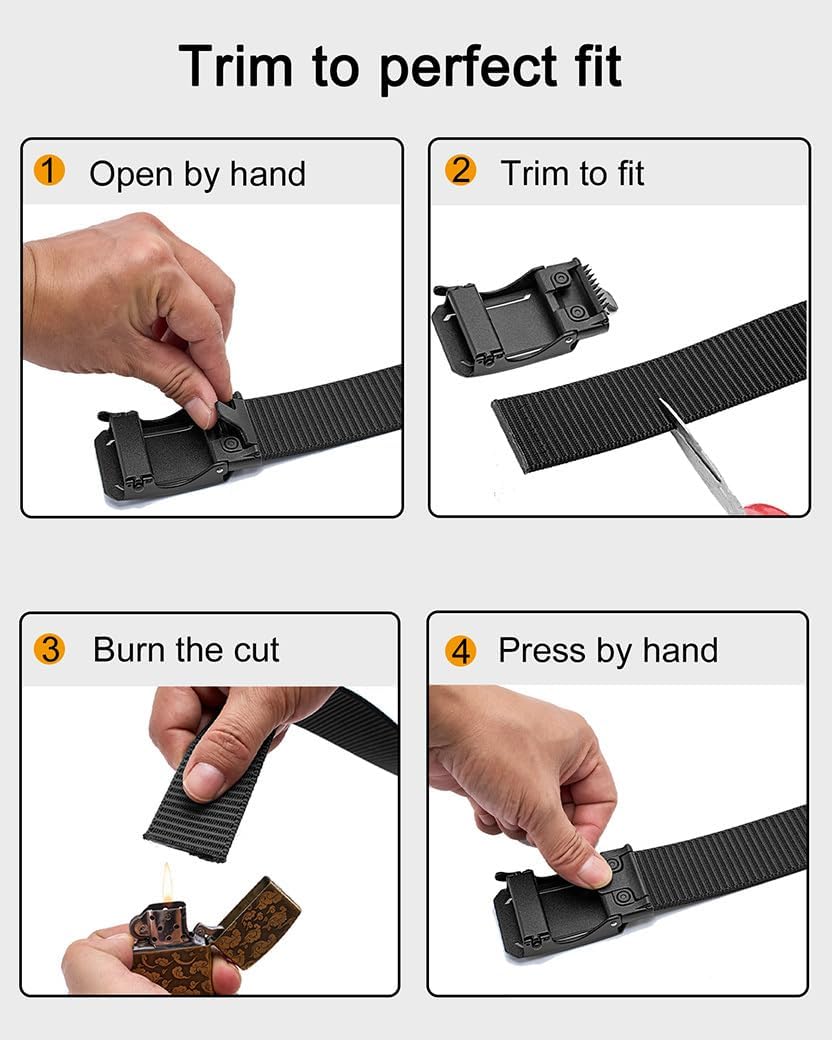 EZL Ratchet Tactical Belt for Men, 1.5" Nylon Web Gun Belt with Automatic Slide Buckle, Adjustable Trim to Fit - Image 8