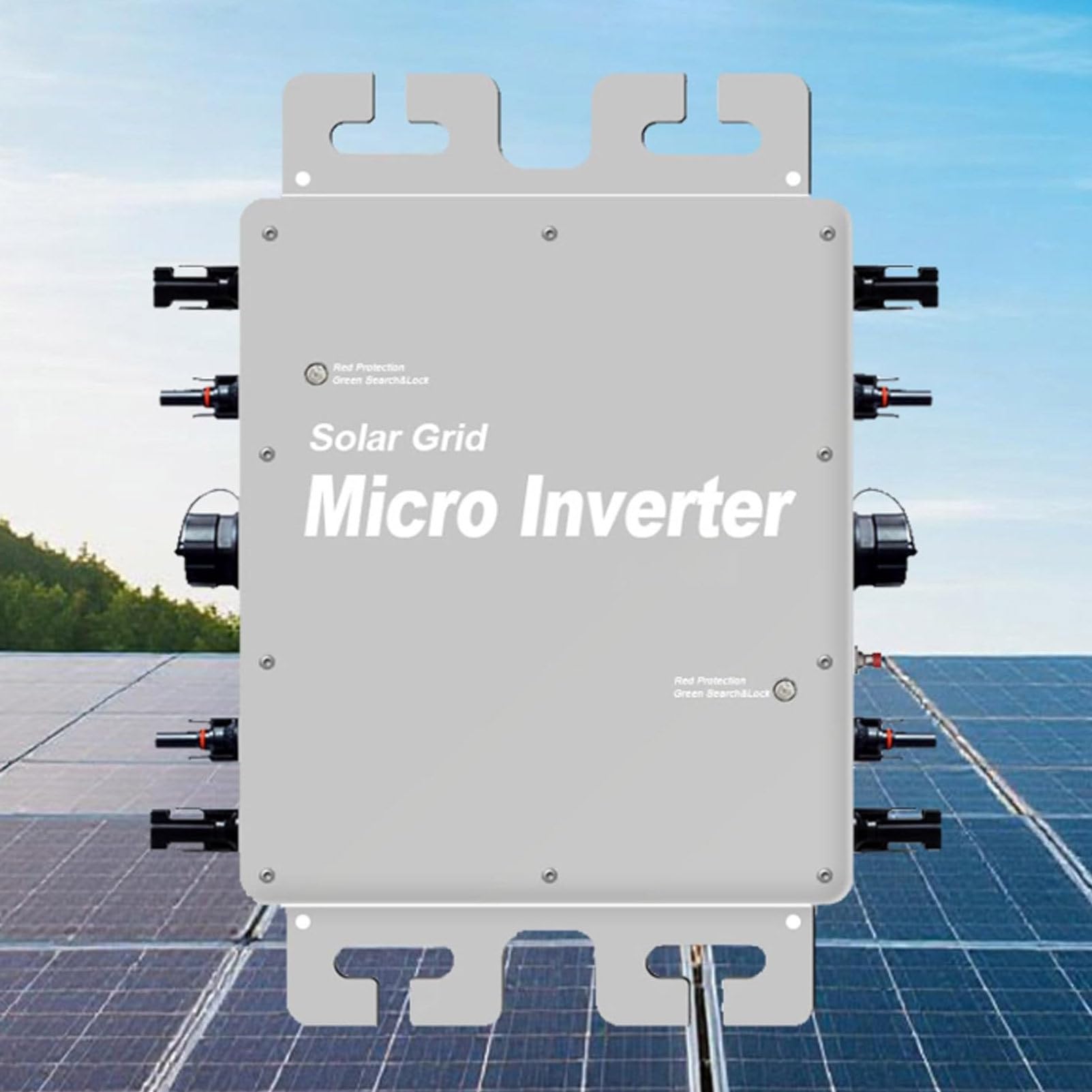 Netzgekoppelter Mikrowechselrichter mit WLAN-Kommunikation, MPPT und Kaskadierbarkeit; netzgekoppelter Solar-Wechselrichter (Mikrowechselrichter) mit reiner Sinuswelle, wasserdicht (IP67) Silver-2400W