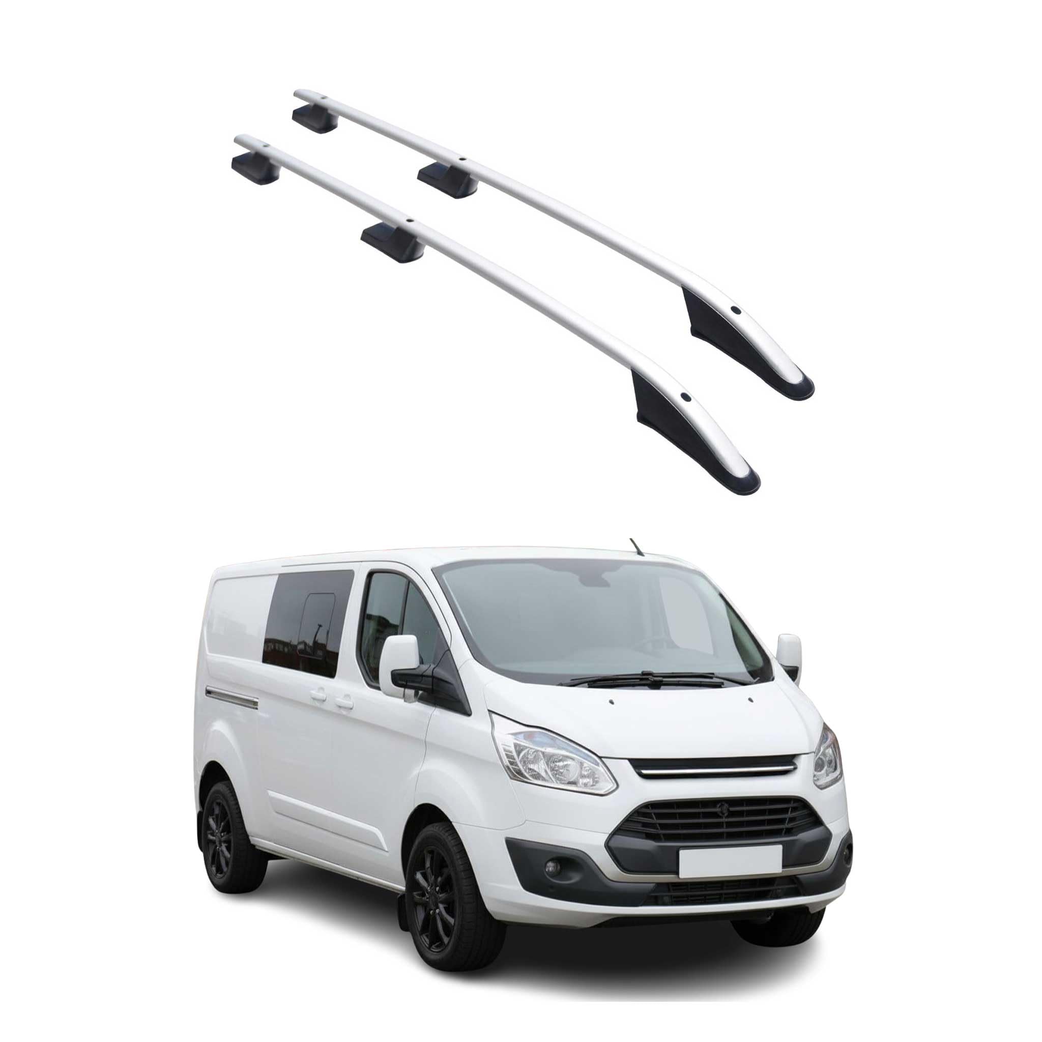 OMAC Alu Dachreling kompatibel mit Ford Transit Tourneo Custom 2012-2024 Langer L2 Grau