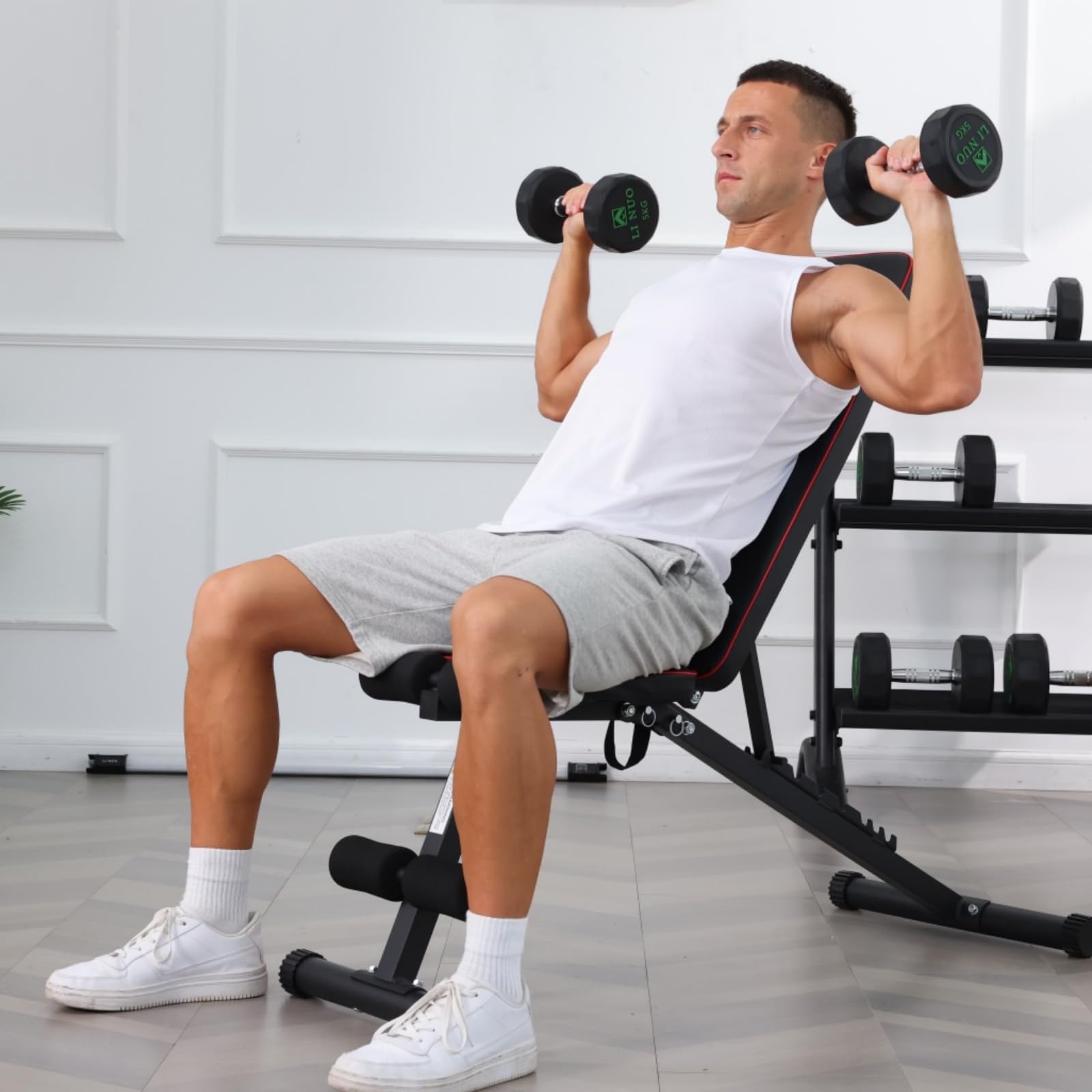 OPPSDECOR Foldable Adjustable Weight Bench, 8 Adjustable Backrests Incline/Flat/Decline Sit up Bench, Versatile 660LBS Workout Bench for Home Gym