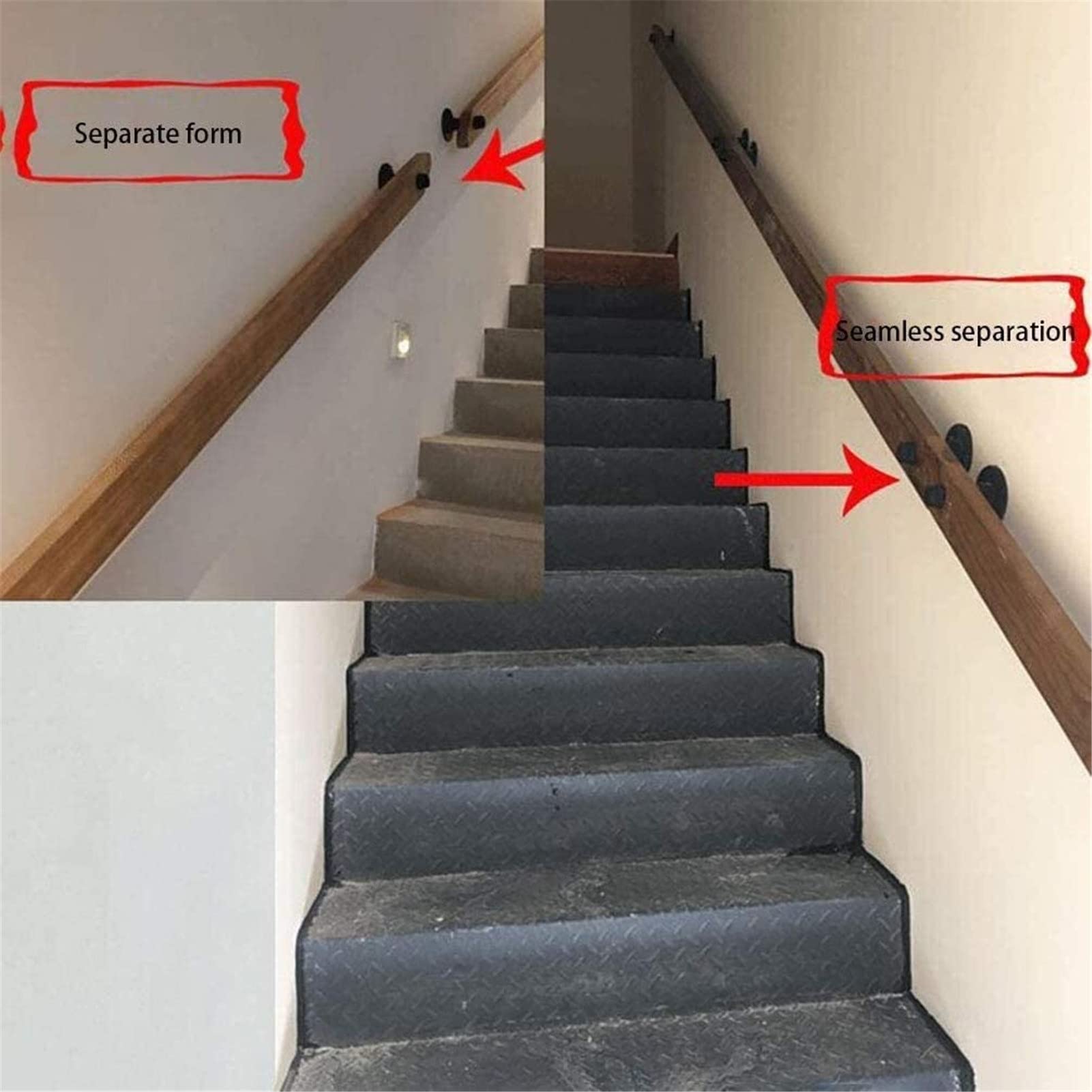 Drewniane poręcze antypoślizgowe drewniane szyny schodowe, bez barier uchwyt schodowy dla osób starszych, naścienny korytarz lofty balustrady tarasowe (rozmiar: 0,3 m/1 stopa)