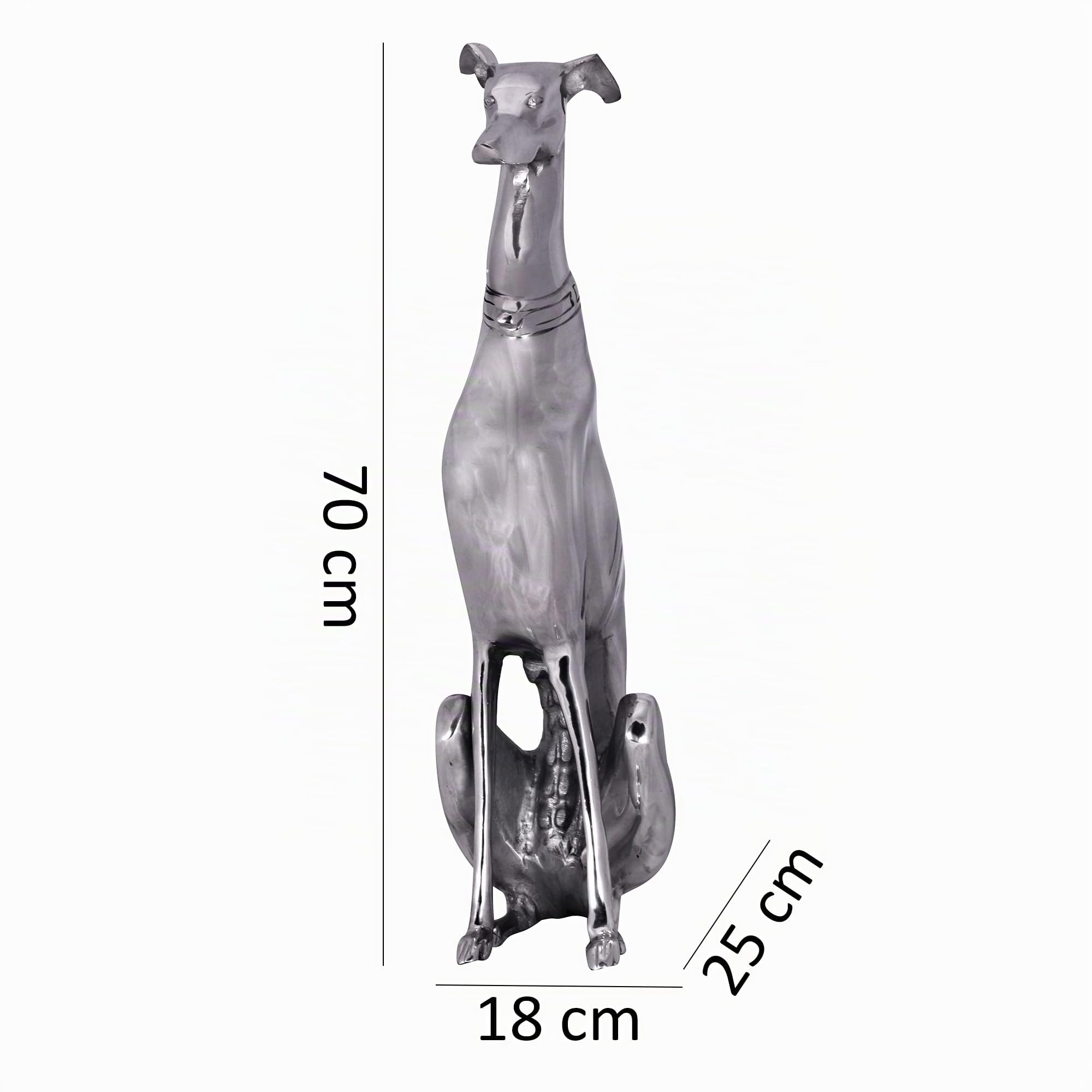 FineBuy Dekoration Design Dog aus Aluminium silbern Windhund Skulptur Hundestatue Silber
