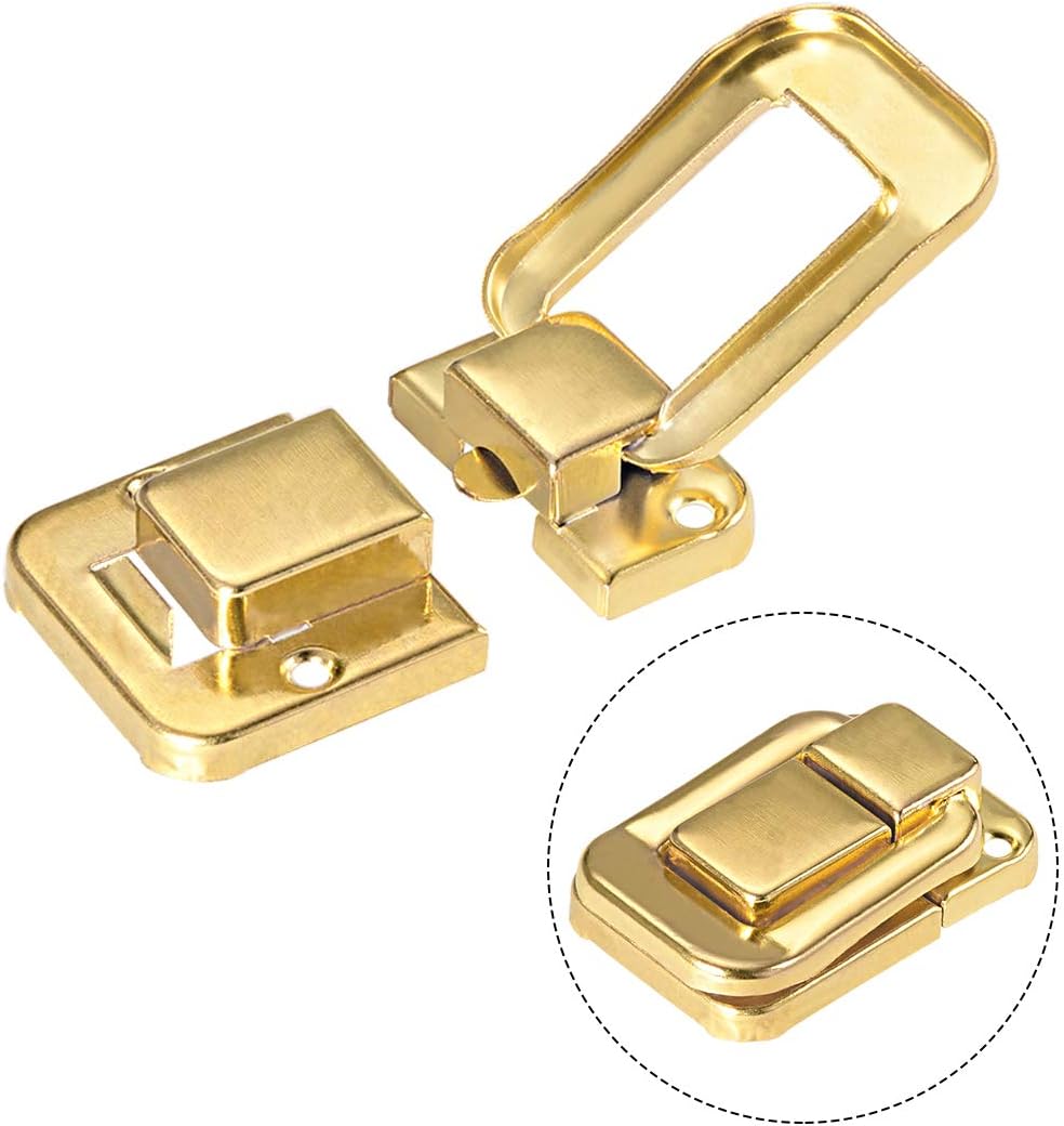 uxcell Toggle Catch Lock, 48mm Retro Decorative Golden Hasp w Screws for Suitcase Chest Trunk Latch Clasp, Pack of 2