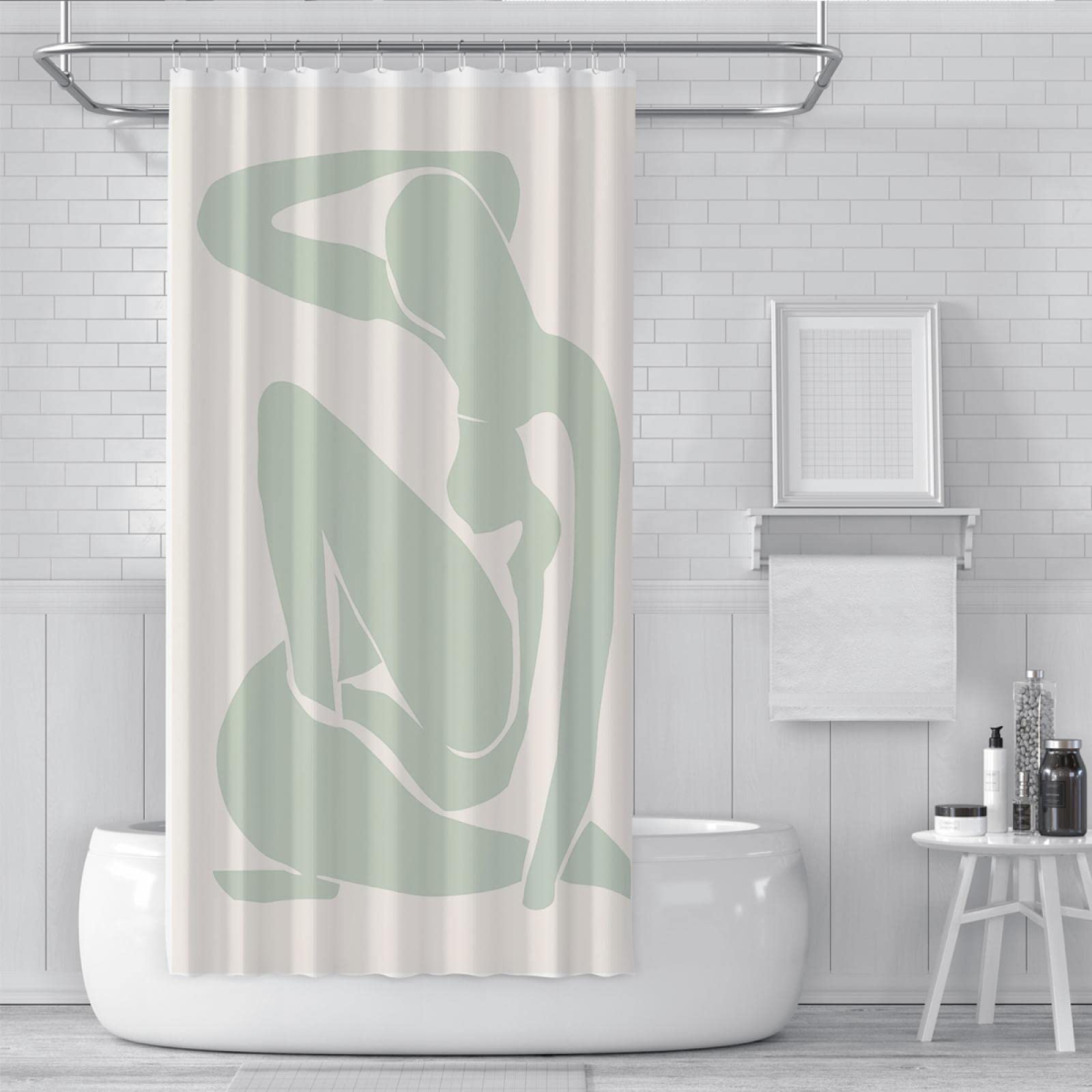 Woman Contour Tende da doccia verdi per set da bagno con 12 ganci Hazy Beauty San Valentino Arredo bagno Soft Hotel Quality 240x180cm