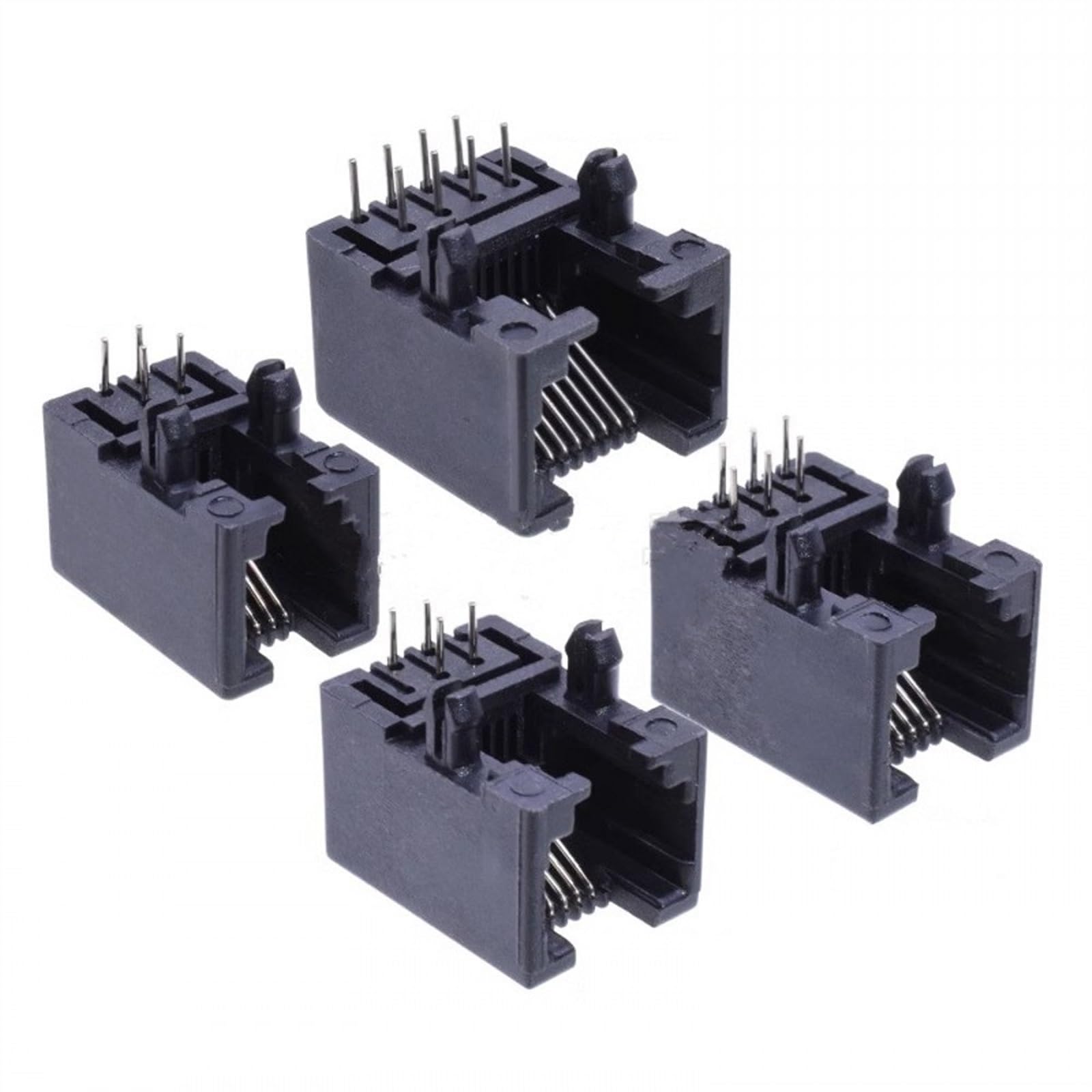 100 pz RJ11 4P4C 6P4C 6P6C 8P8C 95001 Presa telefonica Curva 90 gradi Femmina Jack Connettore PCB 4Pin 6Pin 8PIN Plastica (Color : 95001-4P4C)