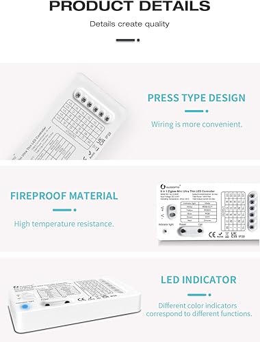 Miniatura 3 de GLEDOPTO Zigbee 3.0 Mini 5 en 1 RGBCCT controlador de tira LED 5V 12V 24V 6A Funciona con la aplicación Tienda Echo Plus  control de voz