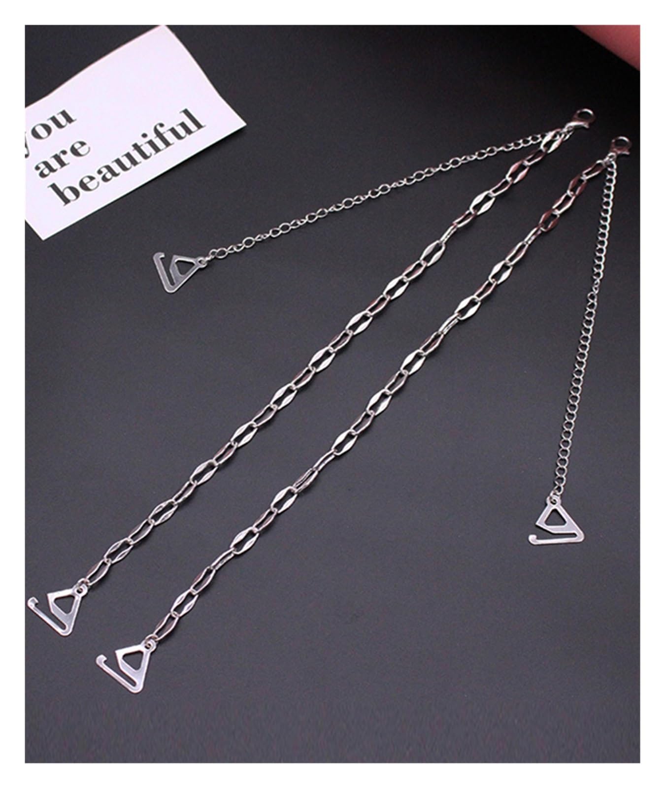 YGMNQAL Shoulder Straps Crystal Underwear Metal Bra Non-Slip Sexy Invisible Cool Women Strap For Decor(H-silver,1.8cm hook)
