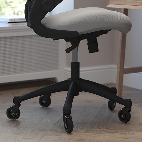 Miniatura 7 de Flash Furniture Kelista Silla ergonómica giratoria de malla gris oscuro con brazos abatibles y ruedas transparentes