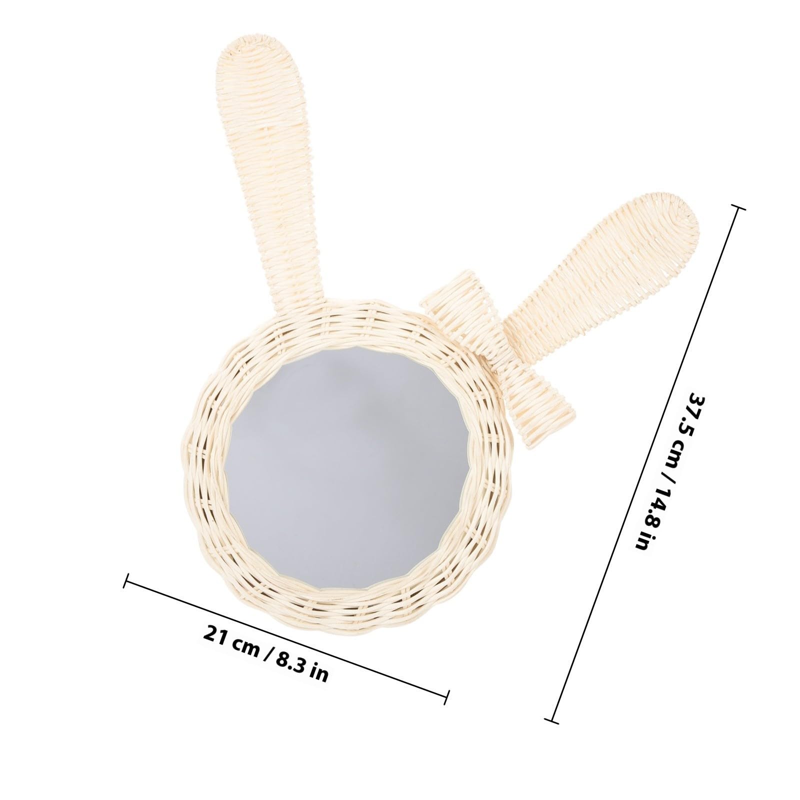 Espejo Colgante de Pared de Ratán Blanco Multipropósito para Baño y Sala, Decoración Elegante y Delicada para Maquillaje y Ambiente Moderno